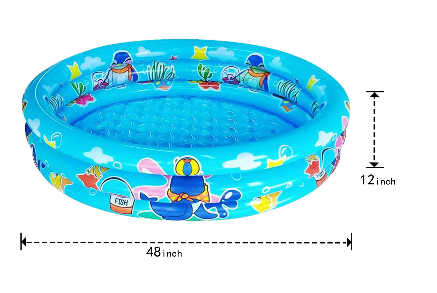 Big Summer 3 Rings Kiddie Pool - 48in x 12in Inflatable Toddler Pool, Ball Pit & Sand Play