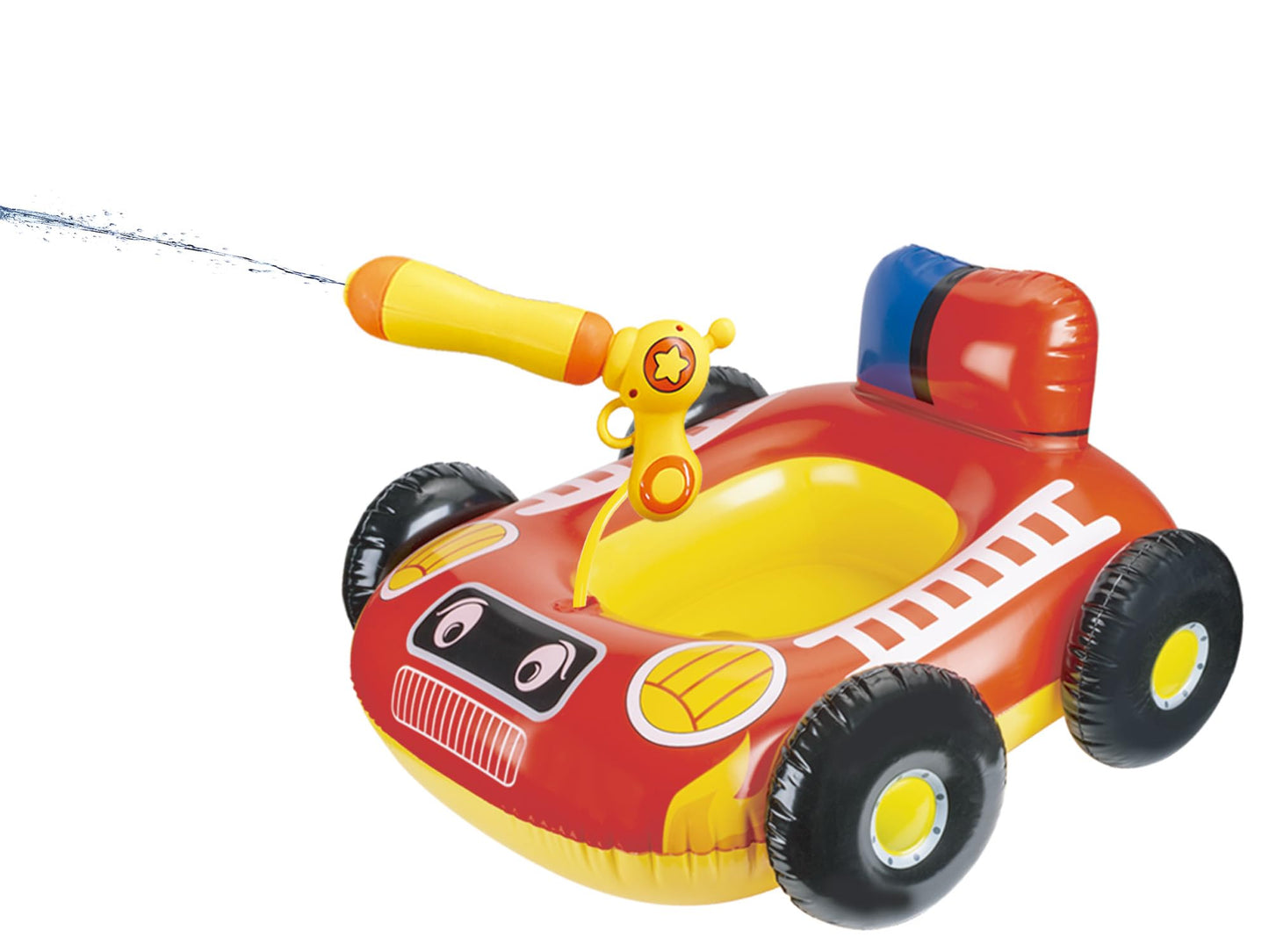 Big Summer Inflatable Fire Truck Pool Float with Built-In Squirt Gun | Durable Kids Pool Toy (Ages 3-8)