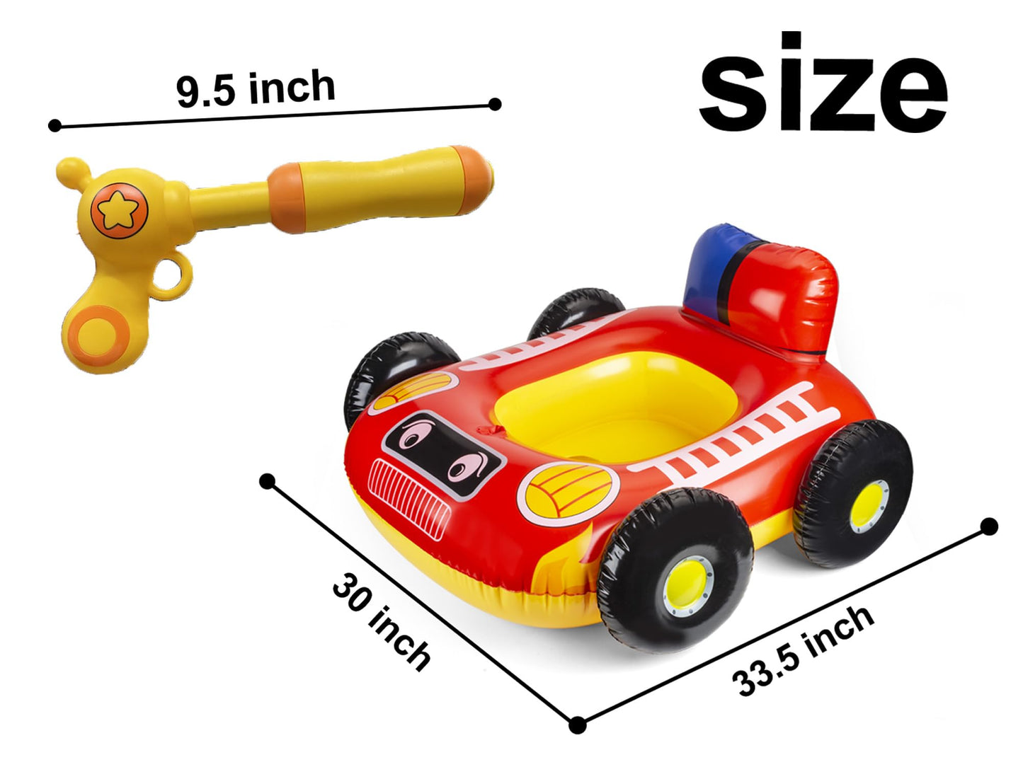 Big Summer Inflatable Fire Truck Pool Float with Built-In Squirt Gun | Durable Kids Pool Toy (Ages 3-8)