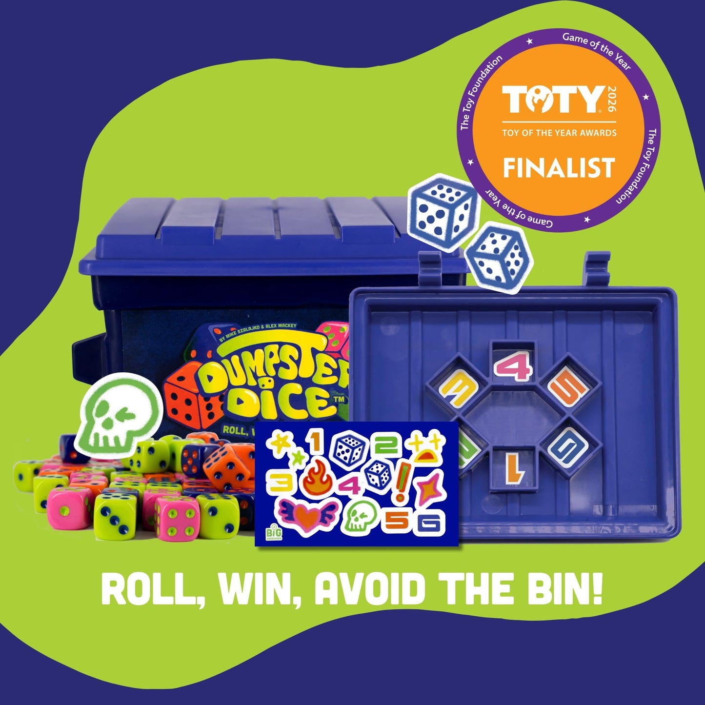 Big Discoveries Dumpster Dice – Fast-Paced 4-Player Dice Game for Travel & Parties