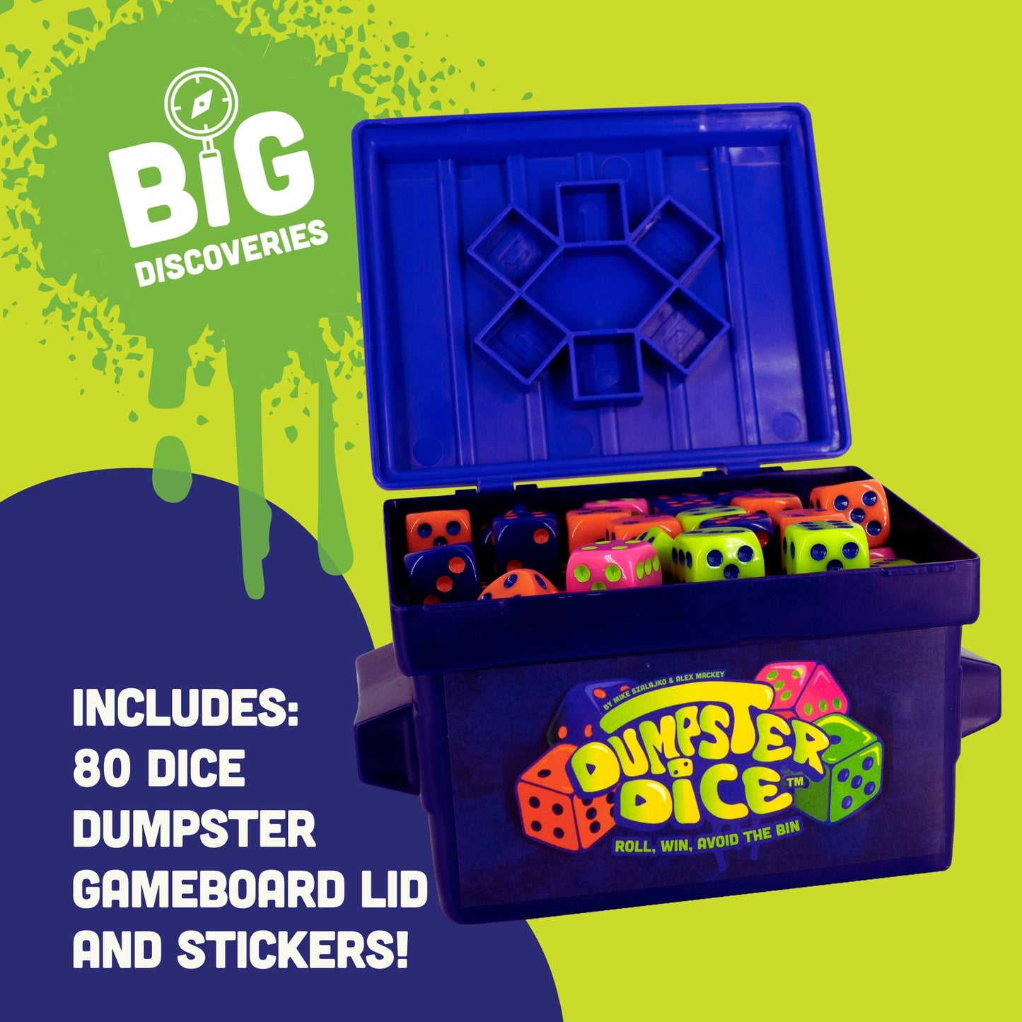 Big Discoveries Dumpster Dice – Fast-Paced 4-Player Dice Game for Travel & Parties
