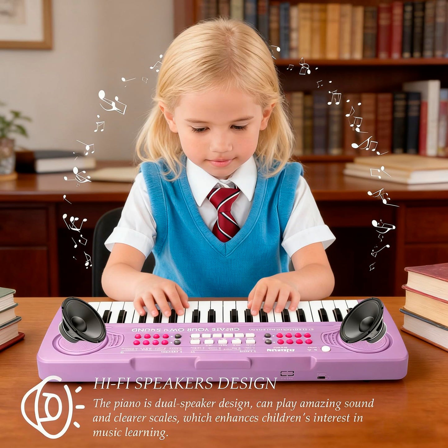 BIGFUN 37-Key Keyboard Piano for Kids | Purple Toddler Music Toy 3-7