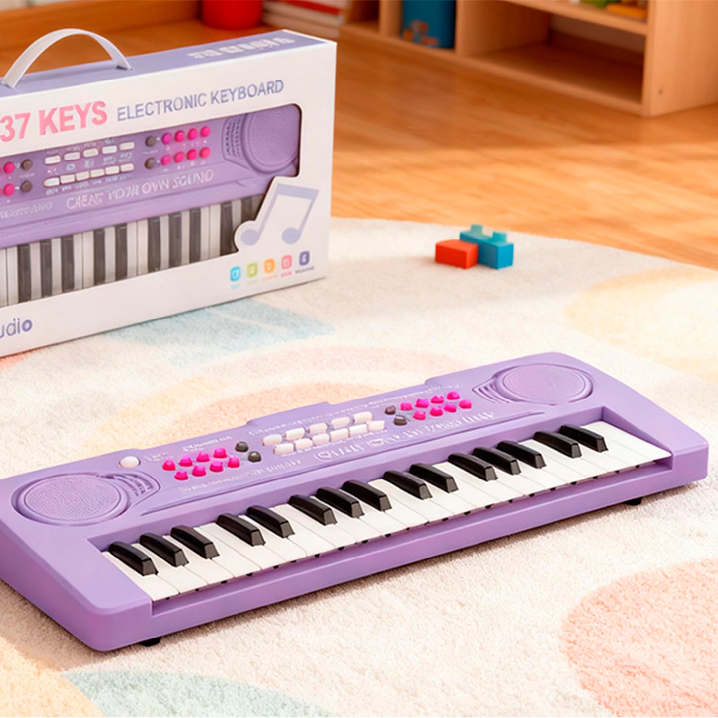BIGFUN 37-Key Keyboard Piano for Kids | Purple Toddler Music Toy 3-7