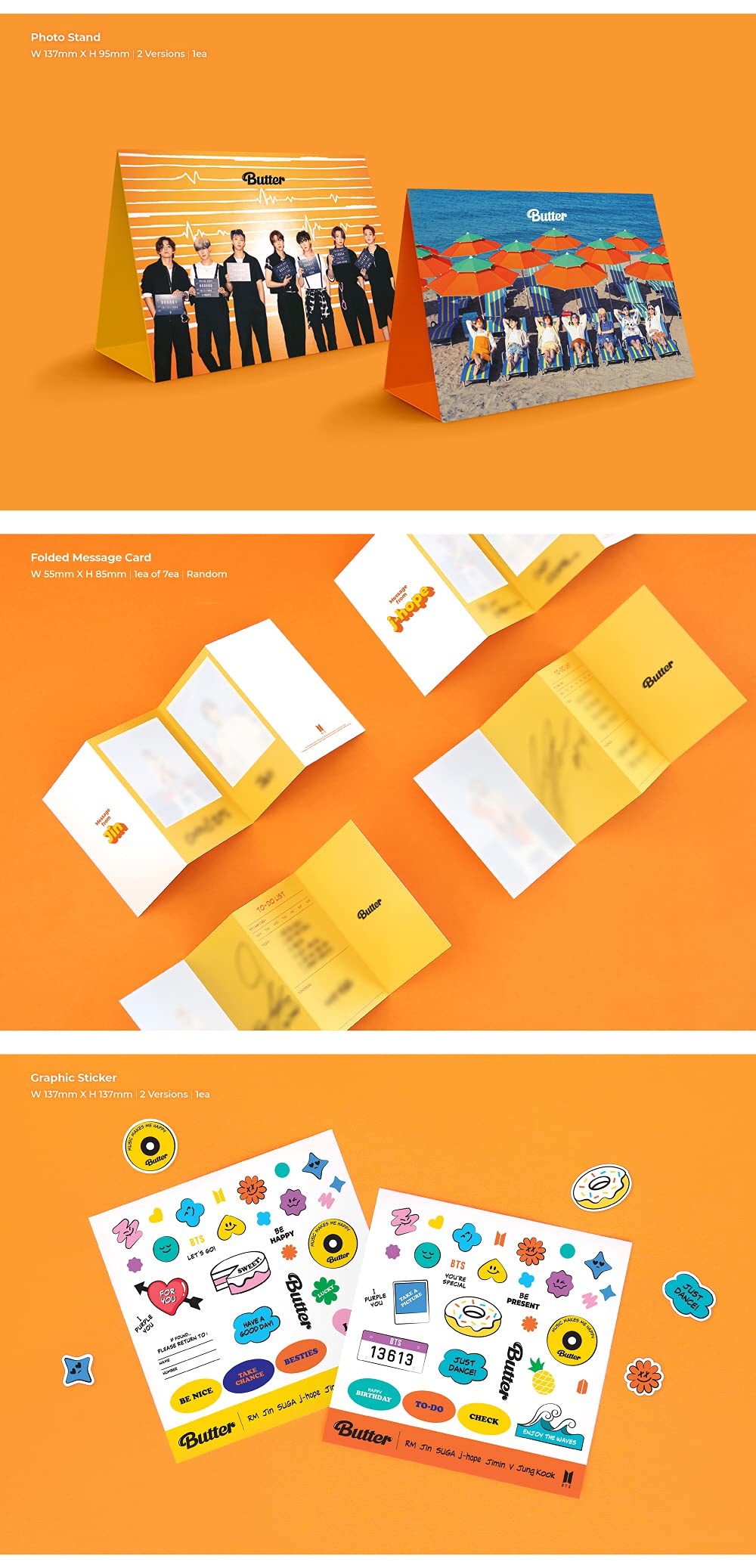 BigHit BTS Butter Album + Extra Photocards Set (Peaches Ver.) | Display Album