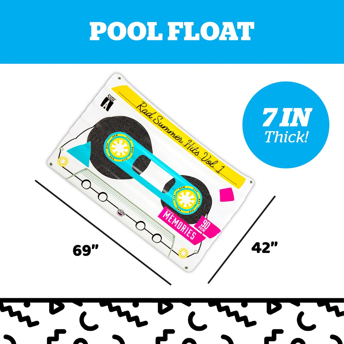 BigMouth Inc Giant Cassette Tape Pool Float - 5-Foot Inflatable Mixtape Raft