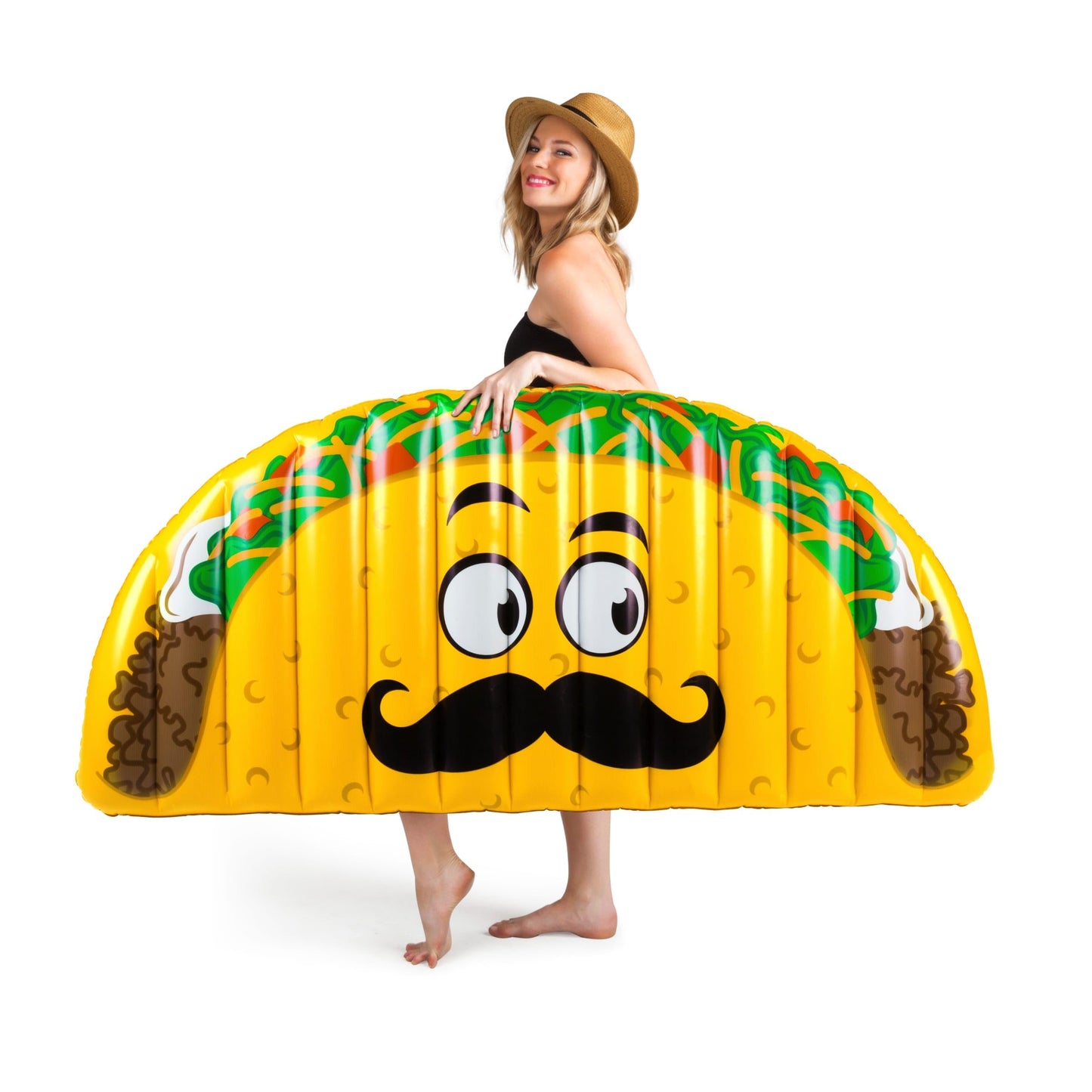 BigMouth Inc. Giant Taco Pool Float – 5ft Lounge Raft, Durable Vinyl, Patch Kit