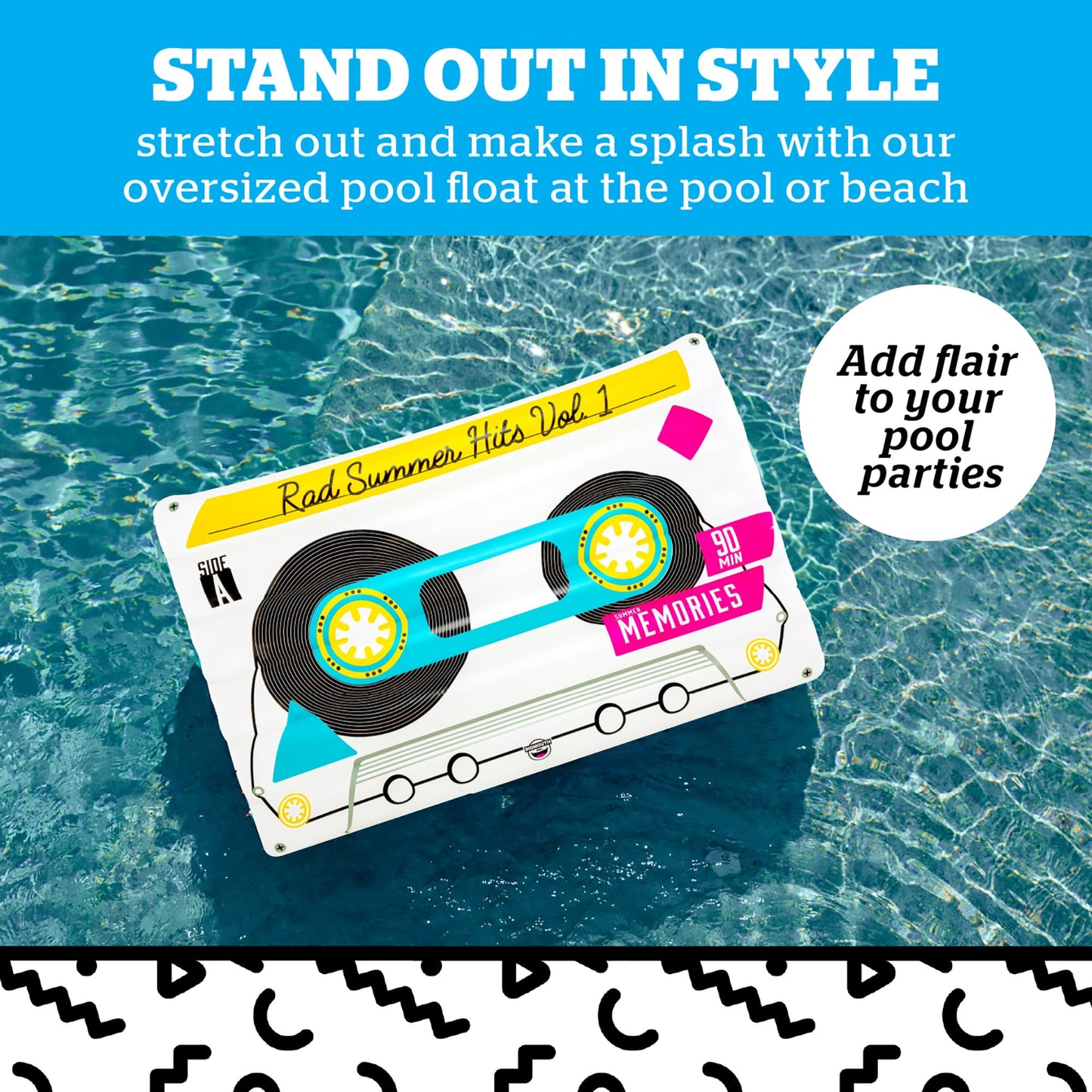 BigMouth Inc Giant Cassette Tape Pool Float - 5-Foot Inflatable Mixtape Raft