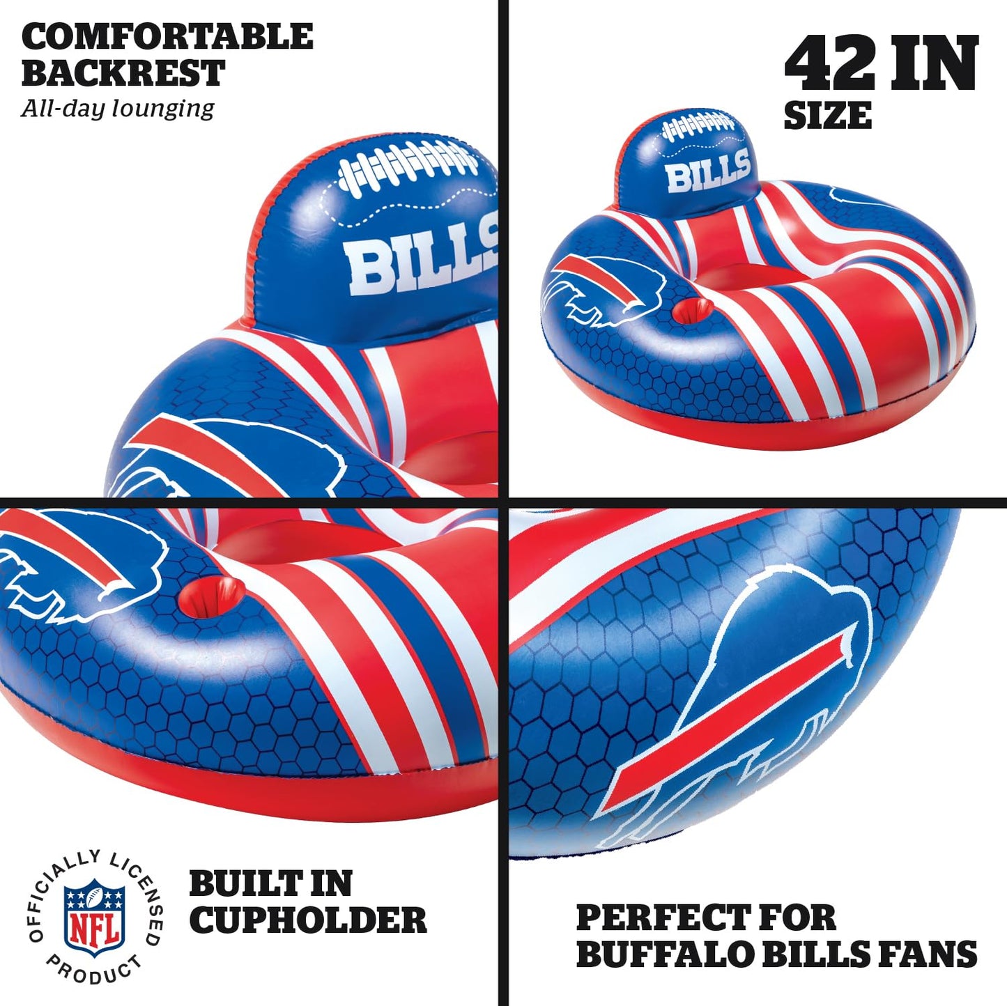 Buffalo Bills 42-Inch NFL Pool Float with Back Support | BigMouth Inc