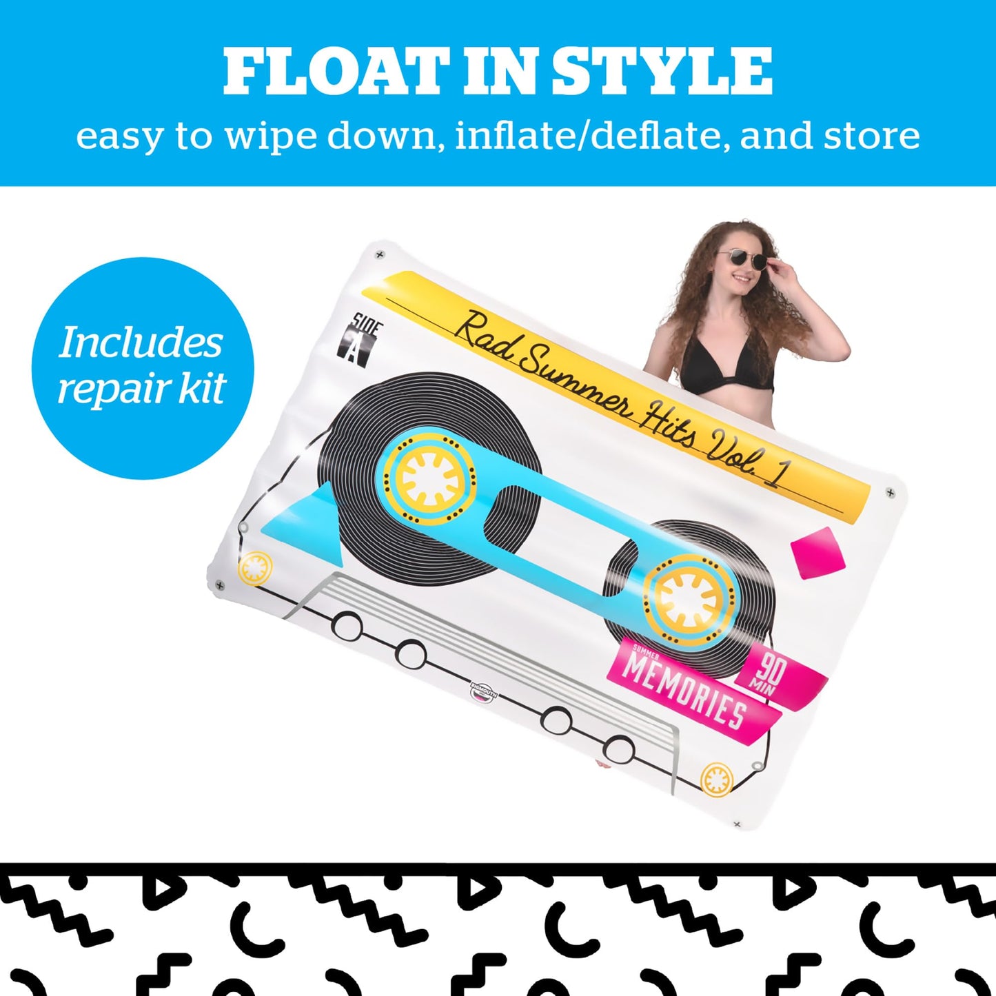 BigMouth Inc Giant Cassette Tape Pool Float - 5-Foot Inflatable Mixtape Raft