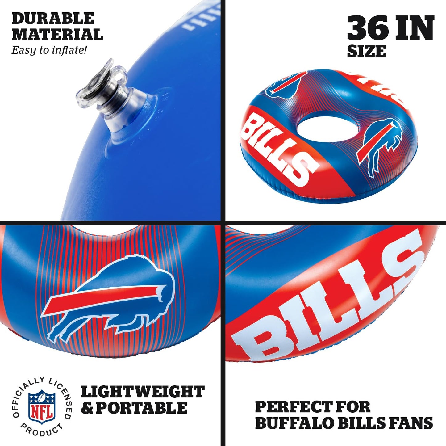 BigMouth Inc NFL Pool Floats - Buffalo Bills 36-Inch Inflatable Ring for Adults & Teens