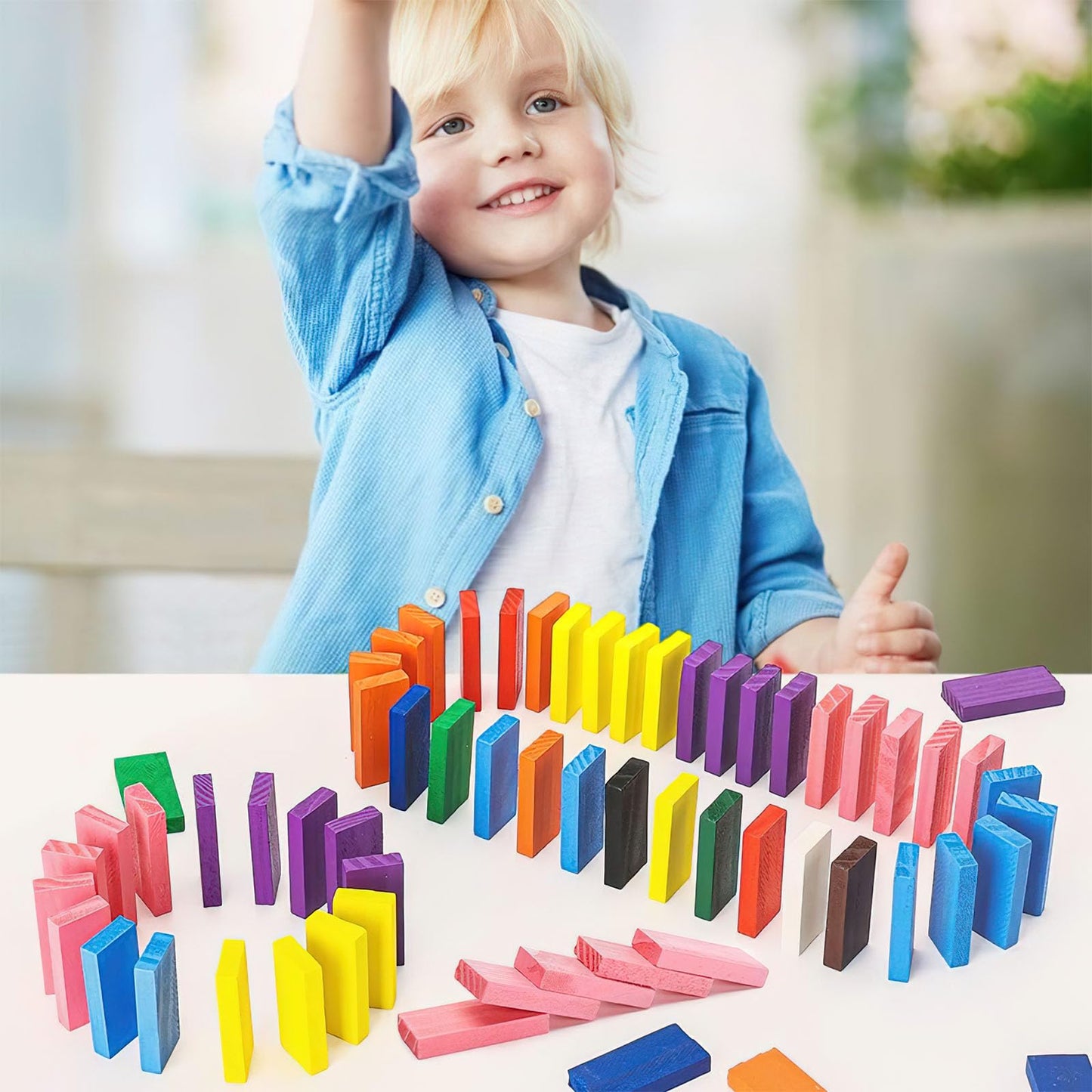 BigOtters Dominos Set for Kids – 360 Wooden Dominoes in 12 Colors