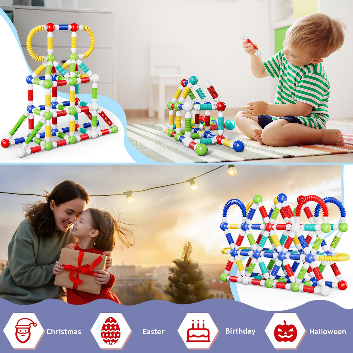 BIGRANK Magnetic Building Blocks – 36 Pcs Pop Tubes & Balls STEM Toy for Kids 3+ | Sensory & Montessori