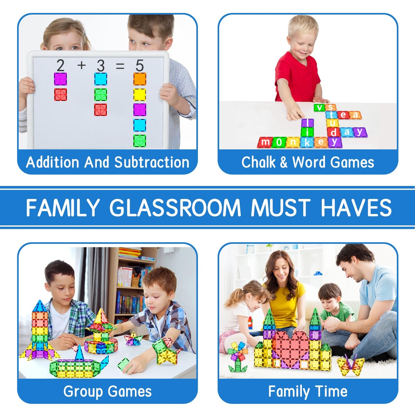 BigShu Magnetic Tiles for Kids 3+ | Montessori-Style Magnet Blocks & STEM Play