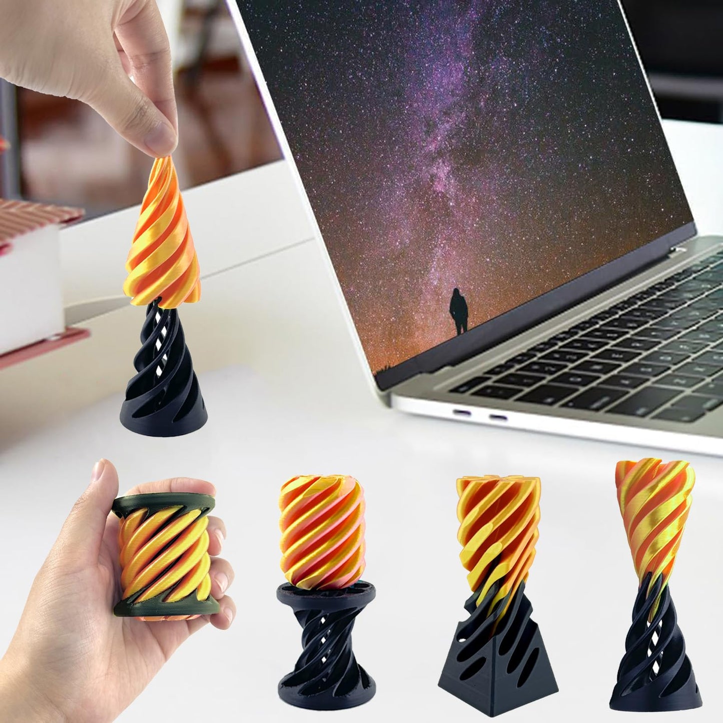Bigted 3-Pack Pyramid Passthrough Spiral Cone Fidget Toy