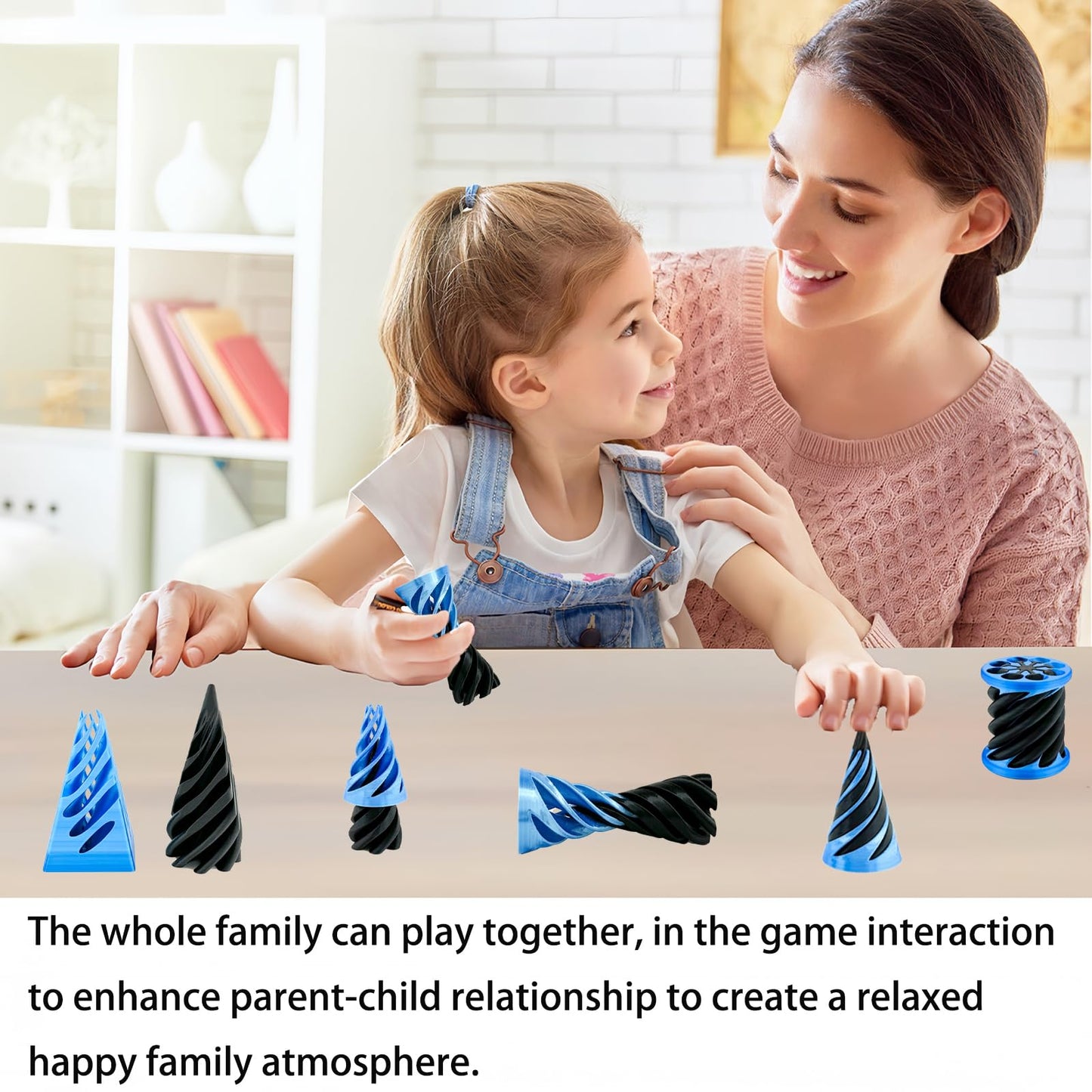 Bigted 3 Pack Spiral Cone Fidget Toy — Pyramid Passthrough (Blue)