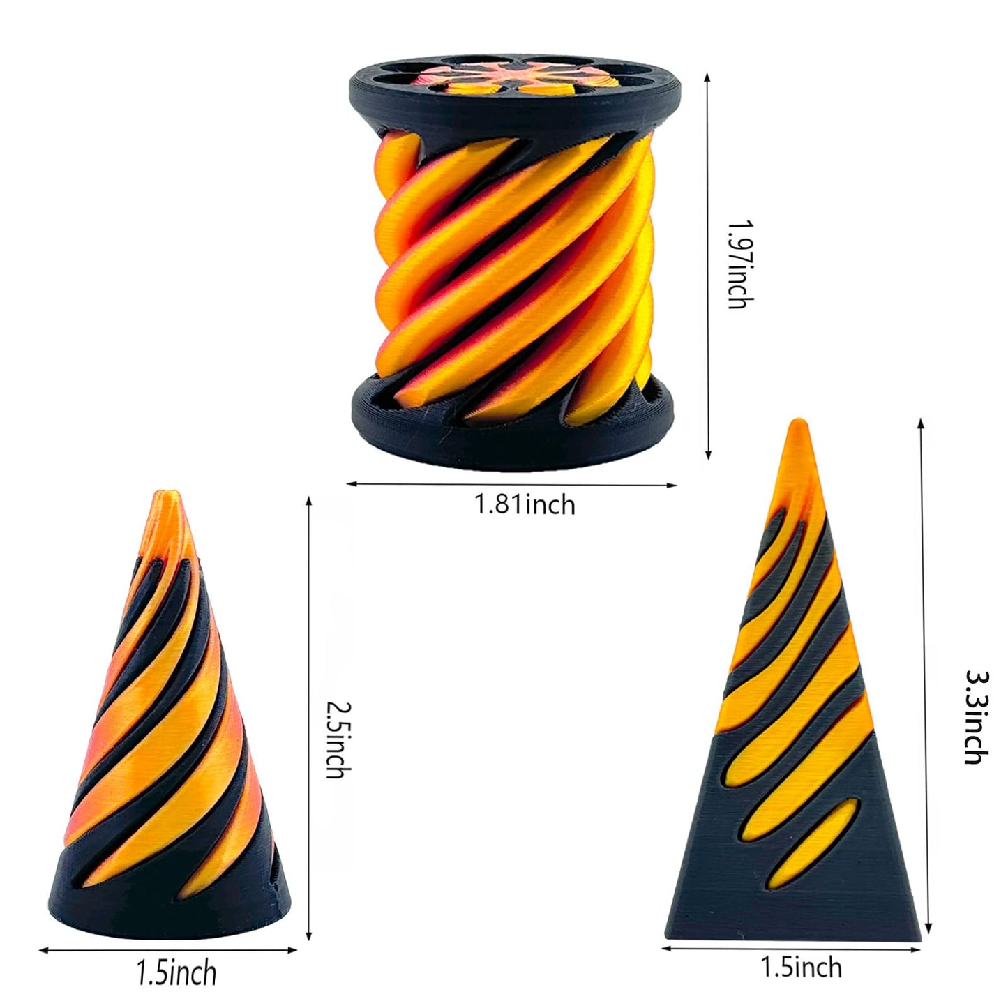 Bigted 3-Pack Pyramid Passthrough Spiral Cone Fidget Toy