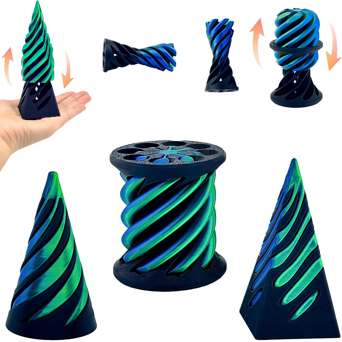 Bigted Impossible 3 Pack Spiral Cone Fidget Toy – Pyramid Passthrough Sculpture