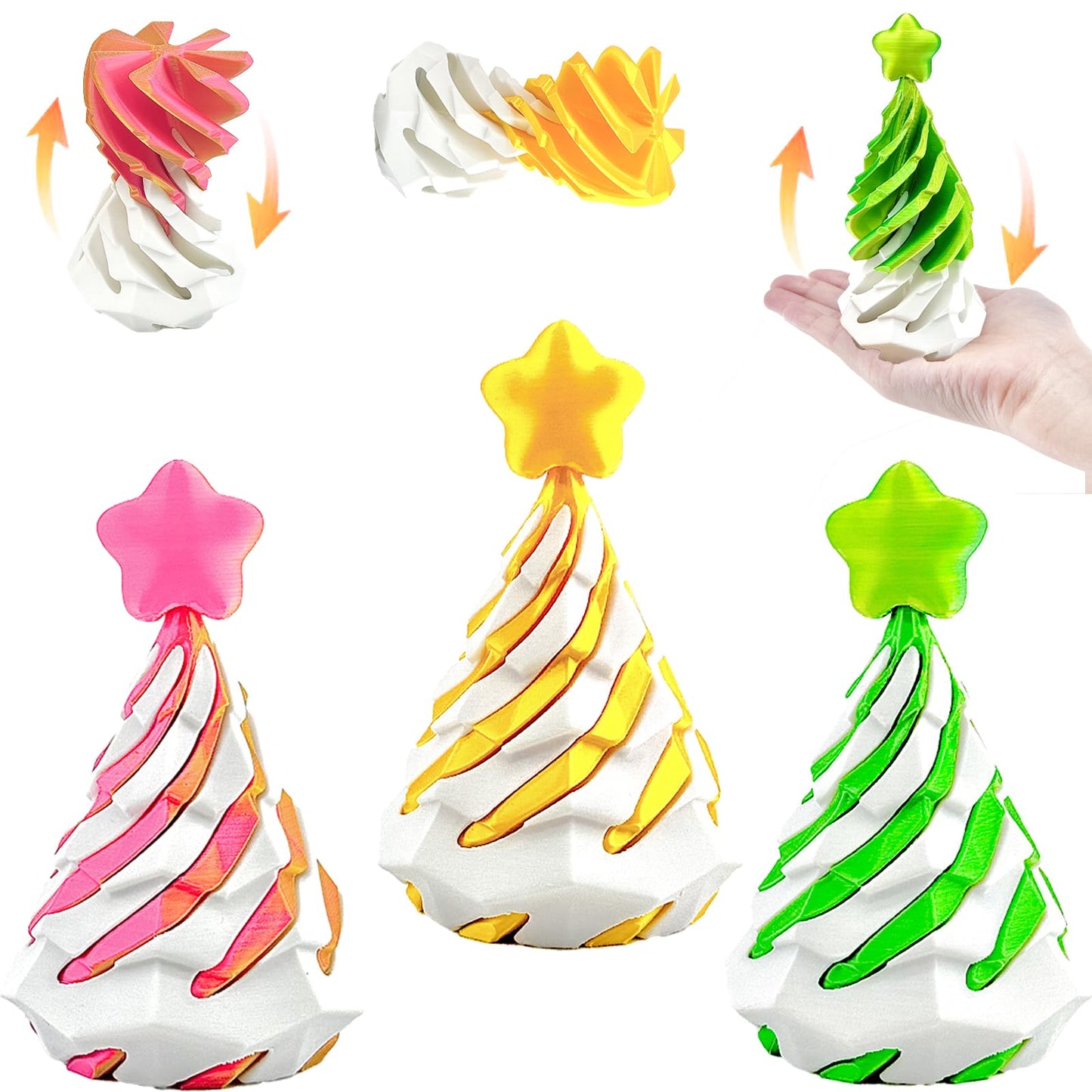 Bigted 3 Pack Spiral Cone Fidget Toy – Pyramid Passthrough Desktop Fidget for Focus