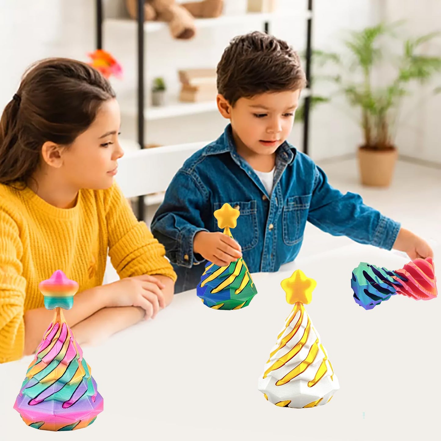 Bigted 3 Pack Spiral Cone Fidget Toy – Pyramid Passthrough Desktop Fidget for Focus