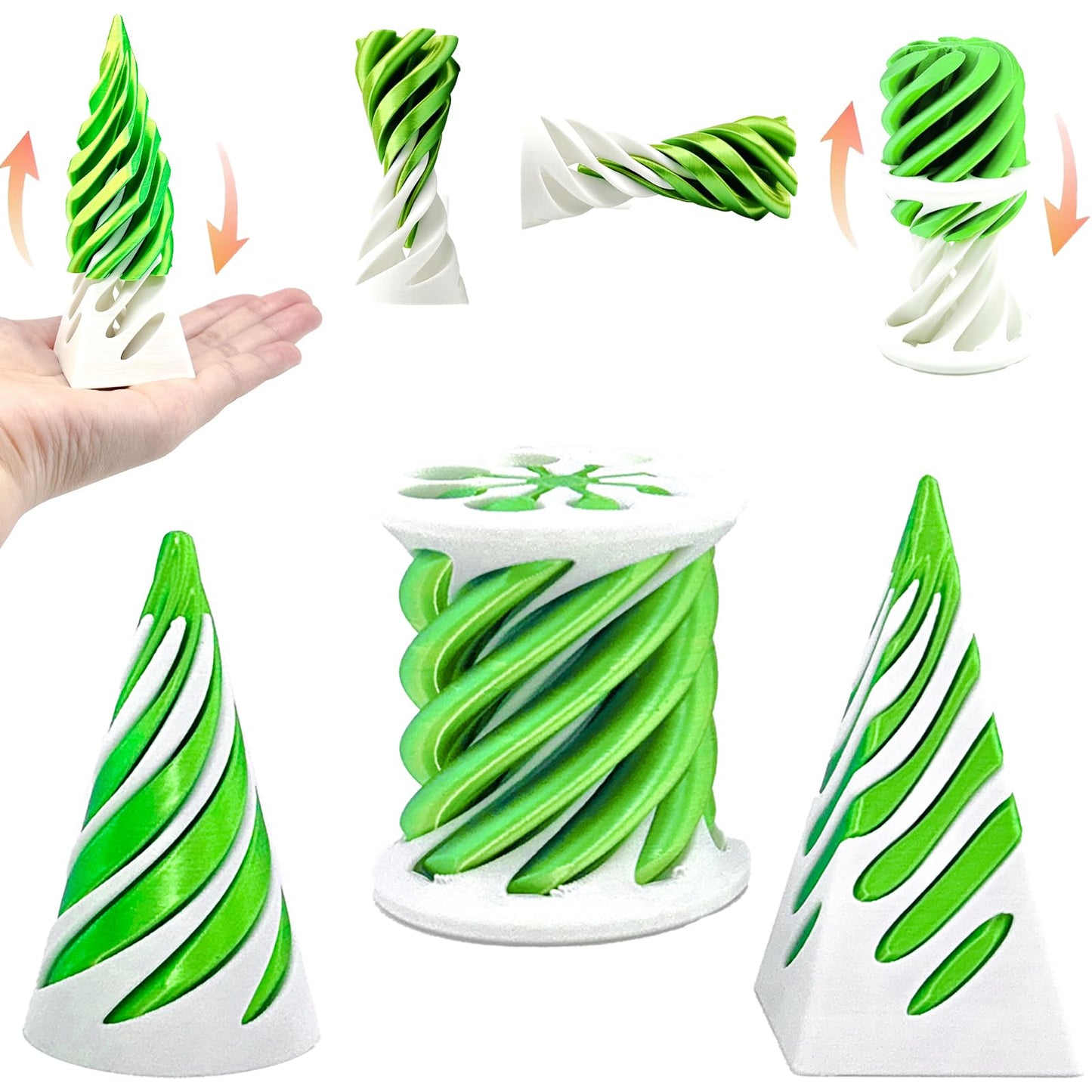 Bigted WG 3 Pack Spiral Cone Fidget Toy | Pyramid Passthrough for Focus & Stress Relief