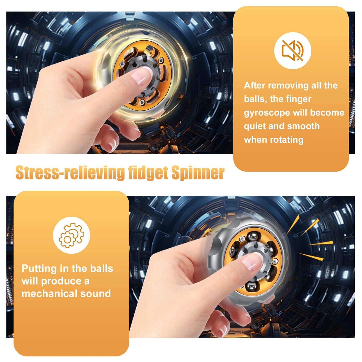 Bihevn Metal Precision Fidget Spinner – Anxiety Rotator & Focus Aid (Grey)