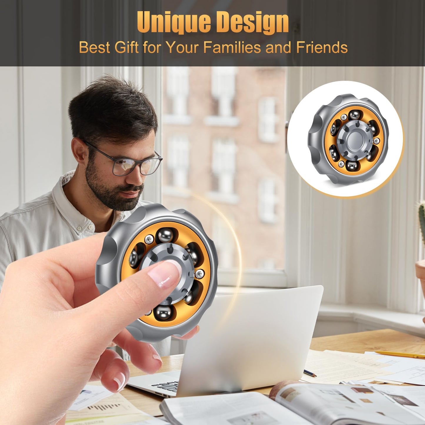 Bihevn Metal Precision Fidget Spinner – Anxiety Rotator & Focus Aid (Grey)