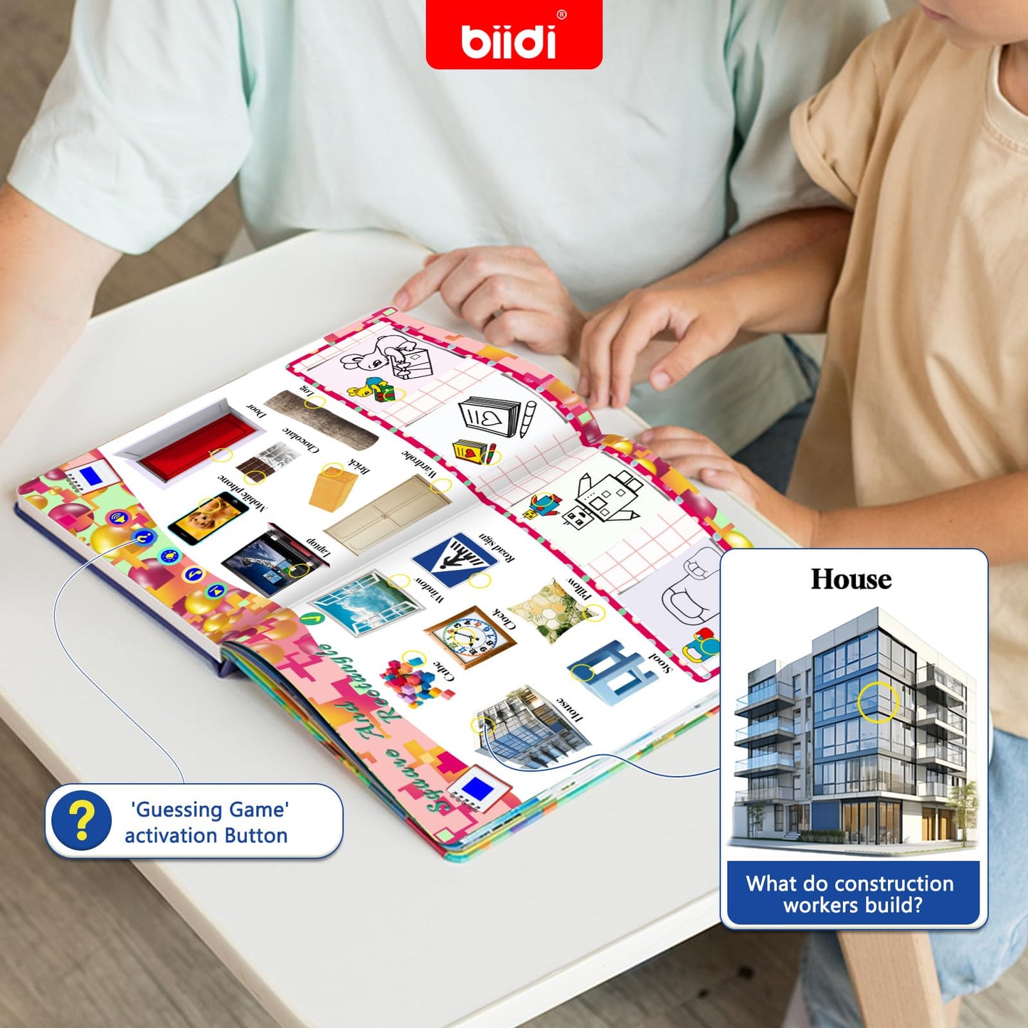 biidi Interactive Talking Activity Book – English Word Sound Book for Kids 3+ | Sensory Learning Toy