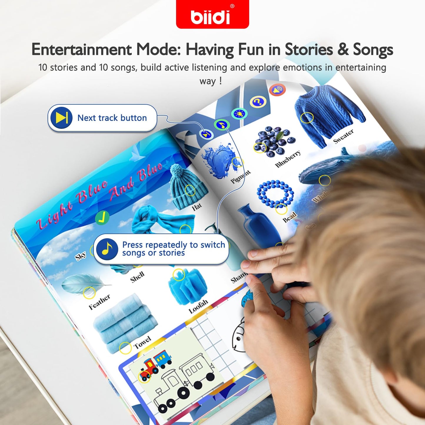 biidi Interactive Talking Activity Book – English Word Sound Book for Kids 3+ | Sensory Learning Toy