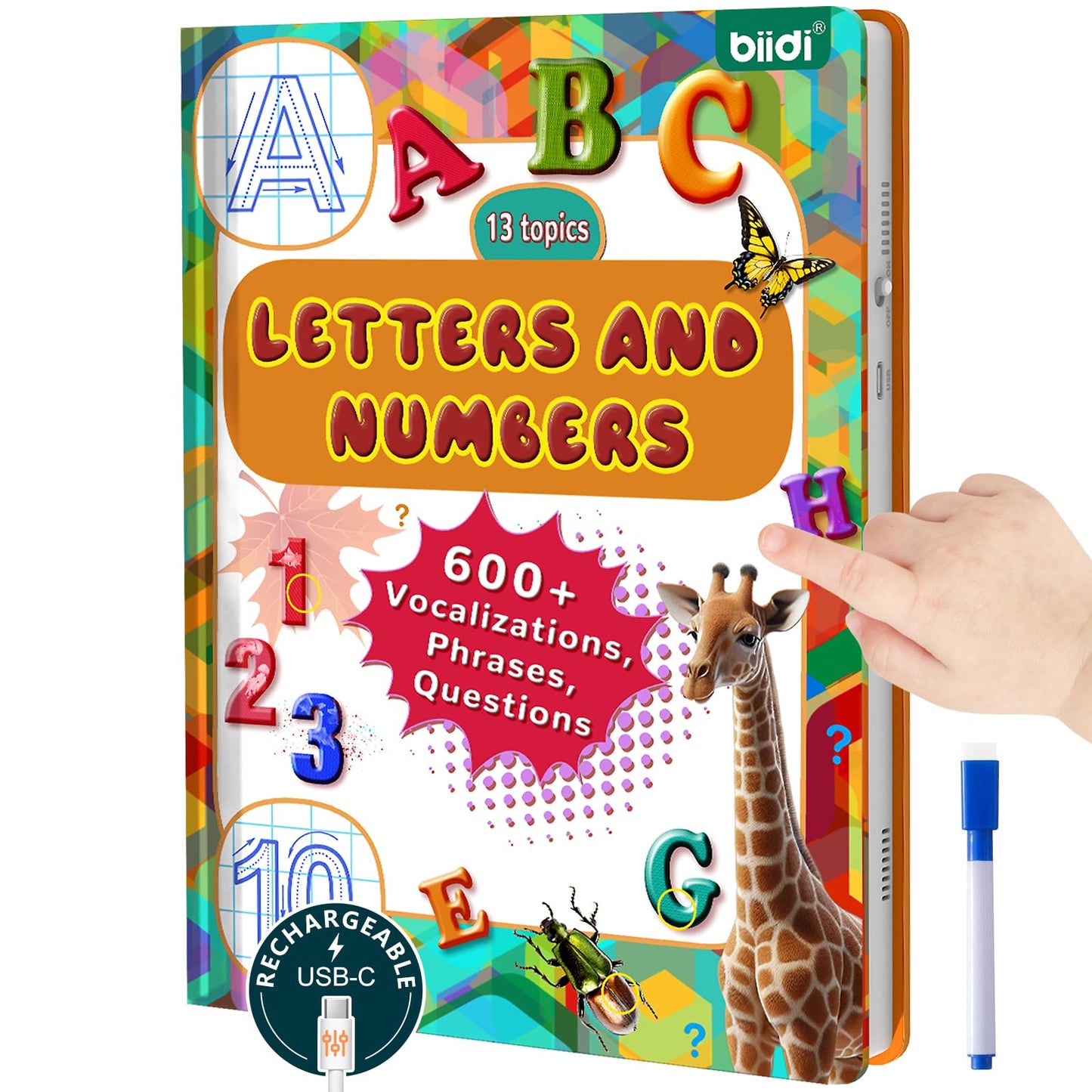 Biidi English Interactive Sound Book – Alphabet & Numbers for Toddlers (3–6) | Screen-Free Learning Toy