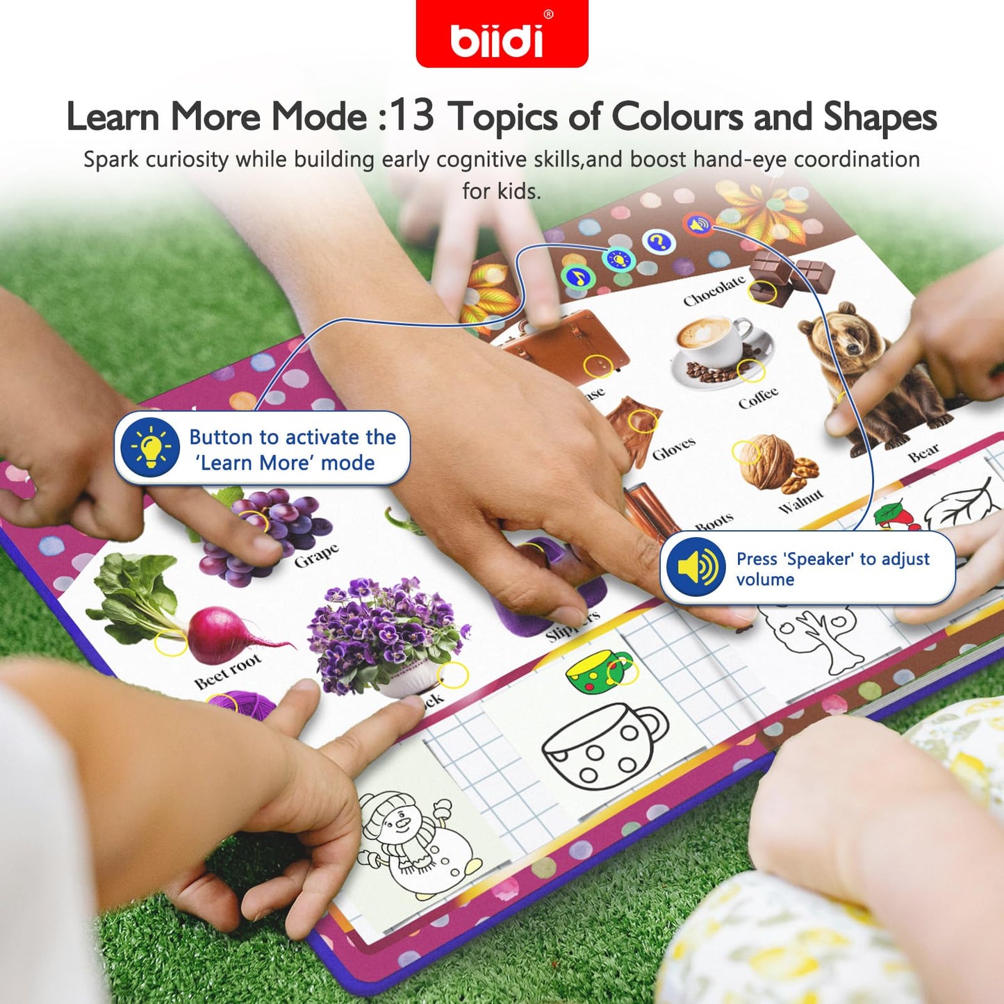 biidi Interactive Talking Activity Book – English Word Sound Book for Kids 3+ | Sensory Learning Toy