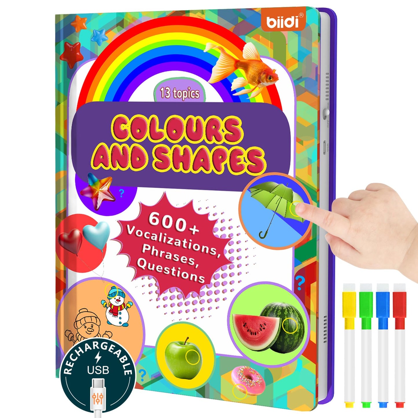 biidi Interactive Talking Activity Book – English Word Sound Book for Kids 3+ | Sensory Learning Toy