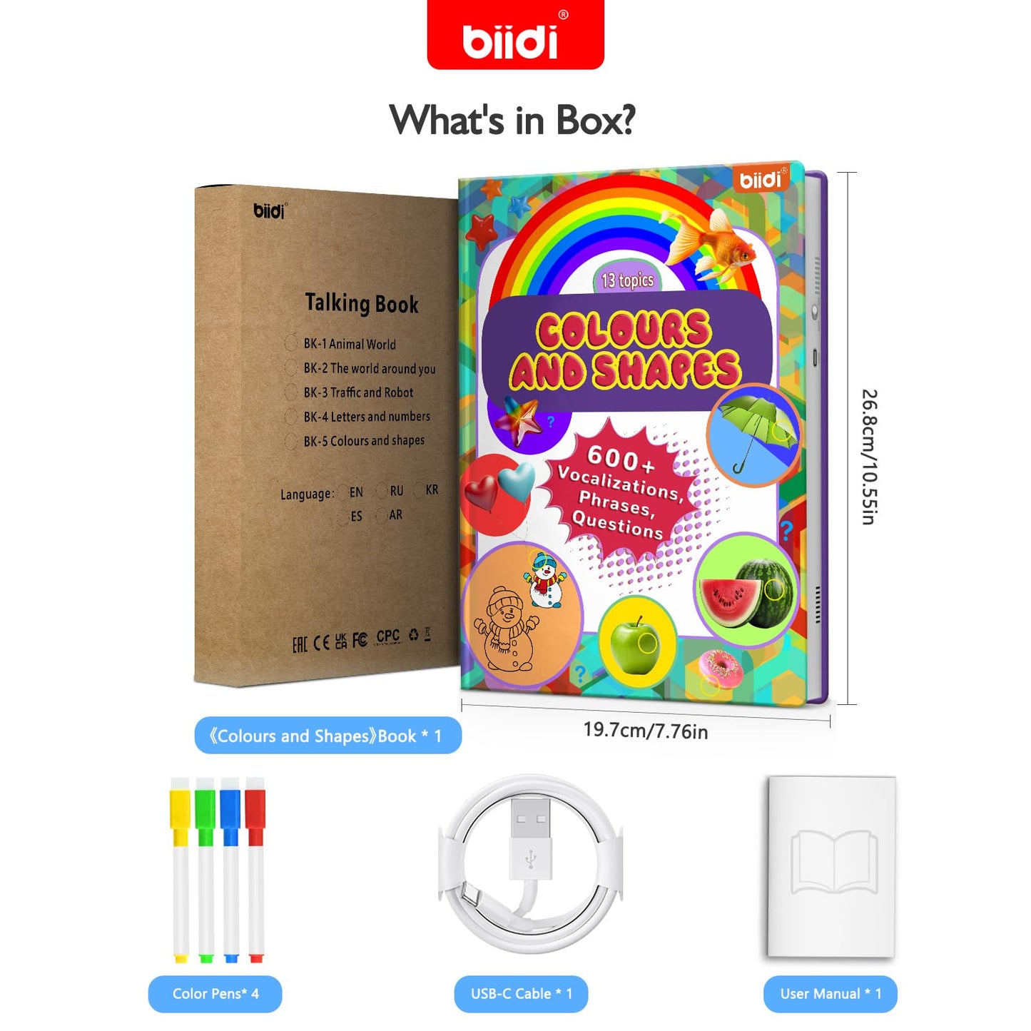 biidi Interactive Talking Activity Book – English Word Sound Book for Kids 3+ | Sensory Learning Toy
