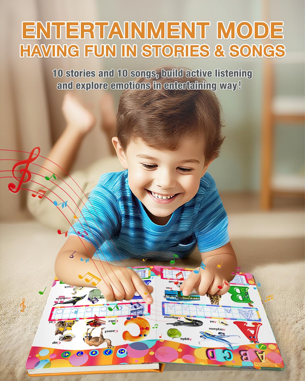 Biidi English Interactive Sound Book – Alphabet & Numbers for Toddlers (3–6) | Screen-Free Learning Toy