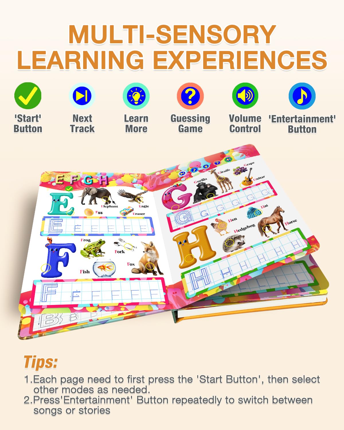 Biidi English Interactive Sound Book – Alphabet & Numbers for Toddlers (3–6) | Screen-Free Learning Toy
