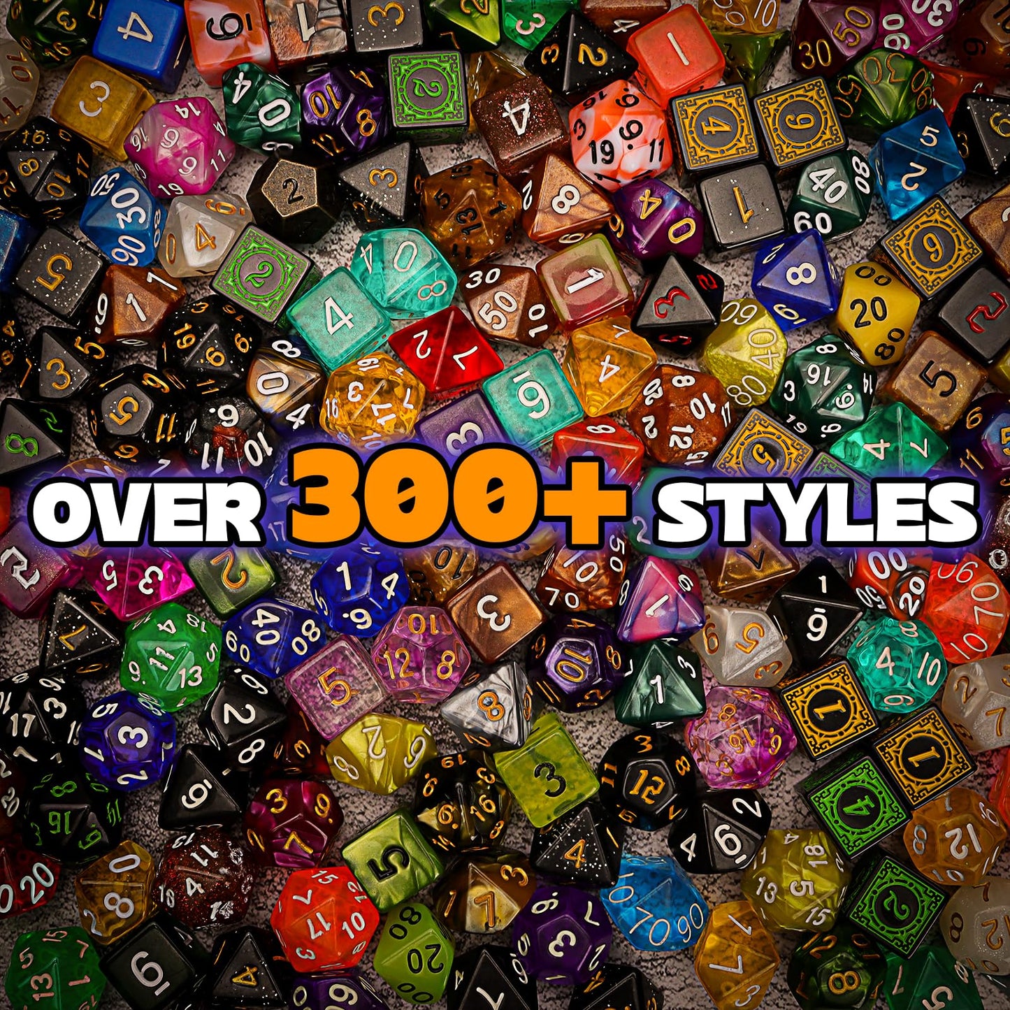 BiiSaa DND Mystery Dice Set – 7 Polyhedral Dice + Coins, Pin & Velvet Bag