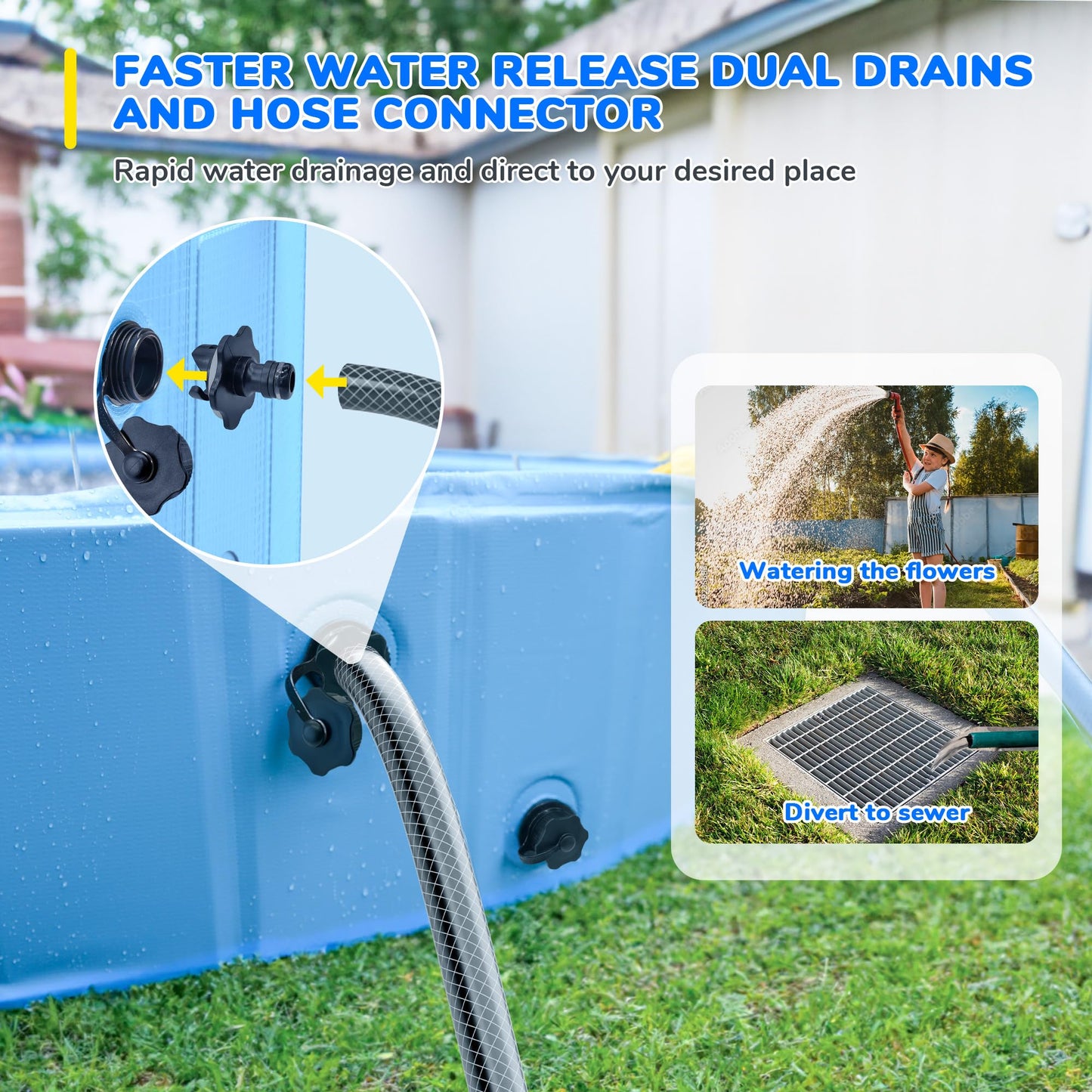 Bilibara 87-inch Foldable Dog Pool & Sprinkler — Non-Slip, Durable Backyard Splash Pad