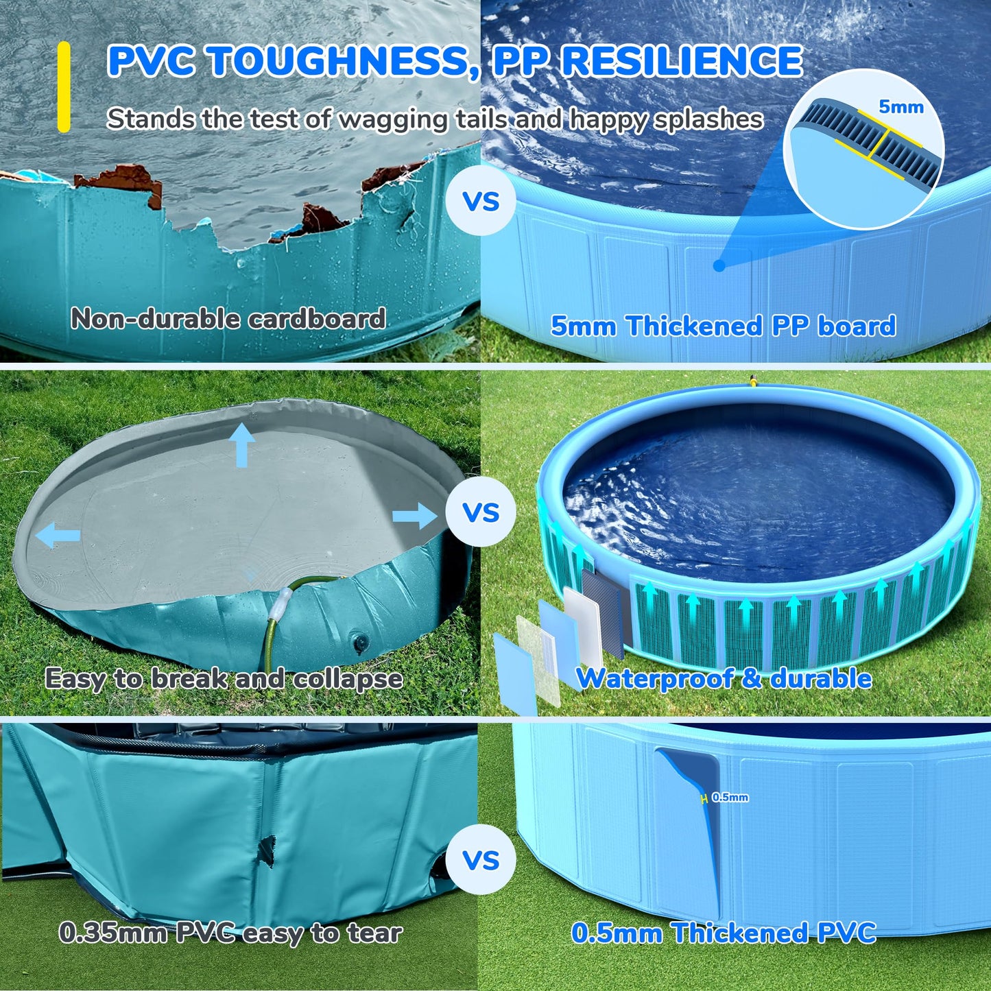 Bilibara 87-inch Foldable Dog Pool & Sprinkler — Non-Slip, Durable Backyard Splash Pad