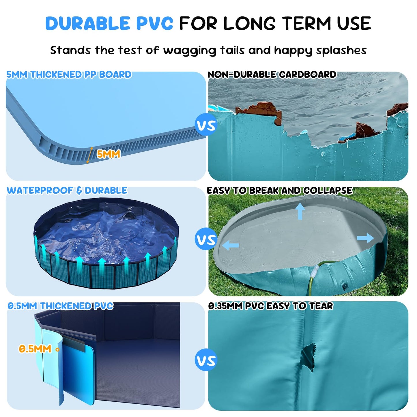 Bilibara 107'' Foldable Dog Pool – Heavy-Duty, Non-Slip Pet Wading Pool