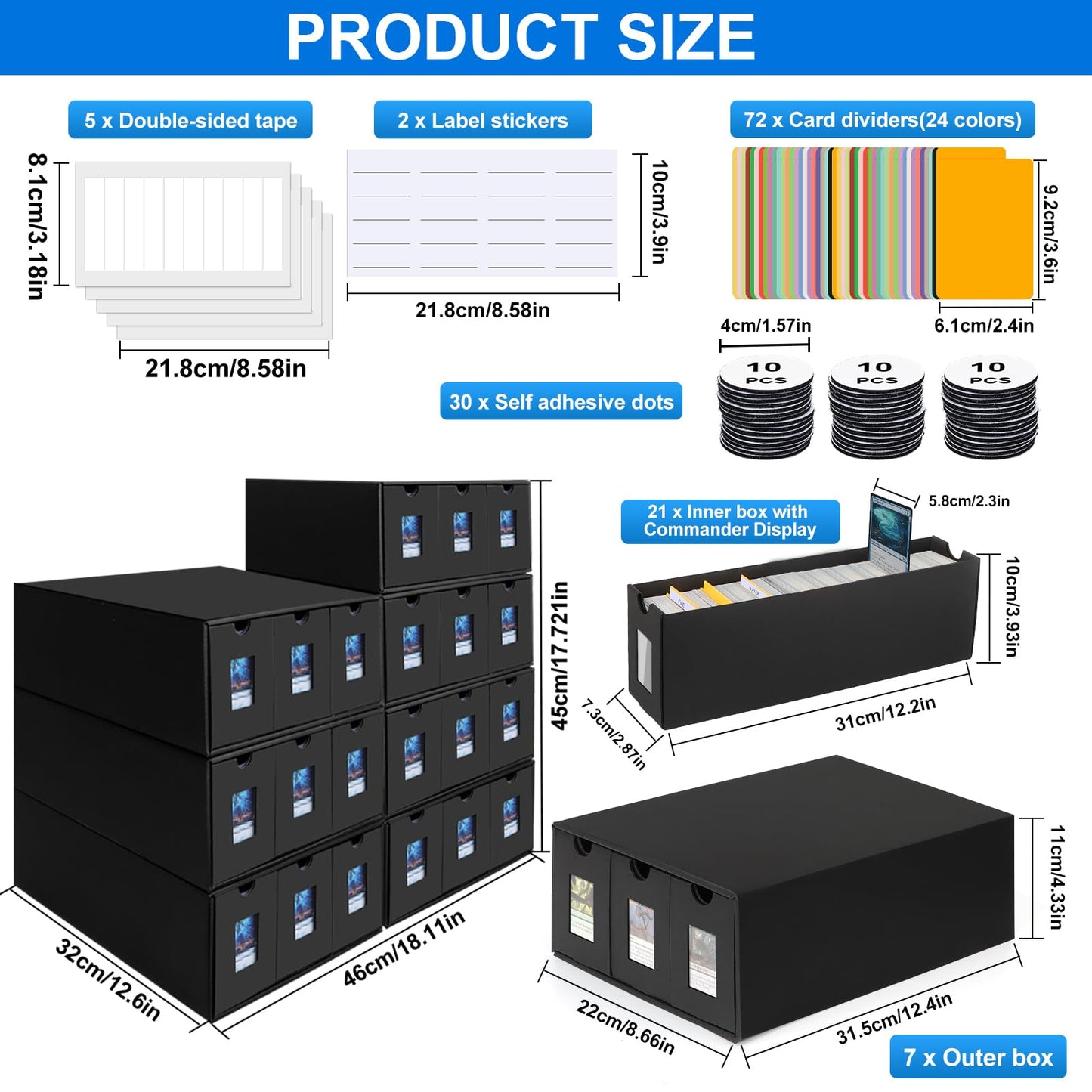 BILIPLE 21000+ Trading Card Storage Box for Commander Display – Large Capacity Card Organizer