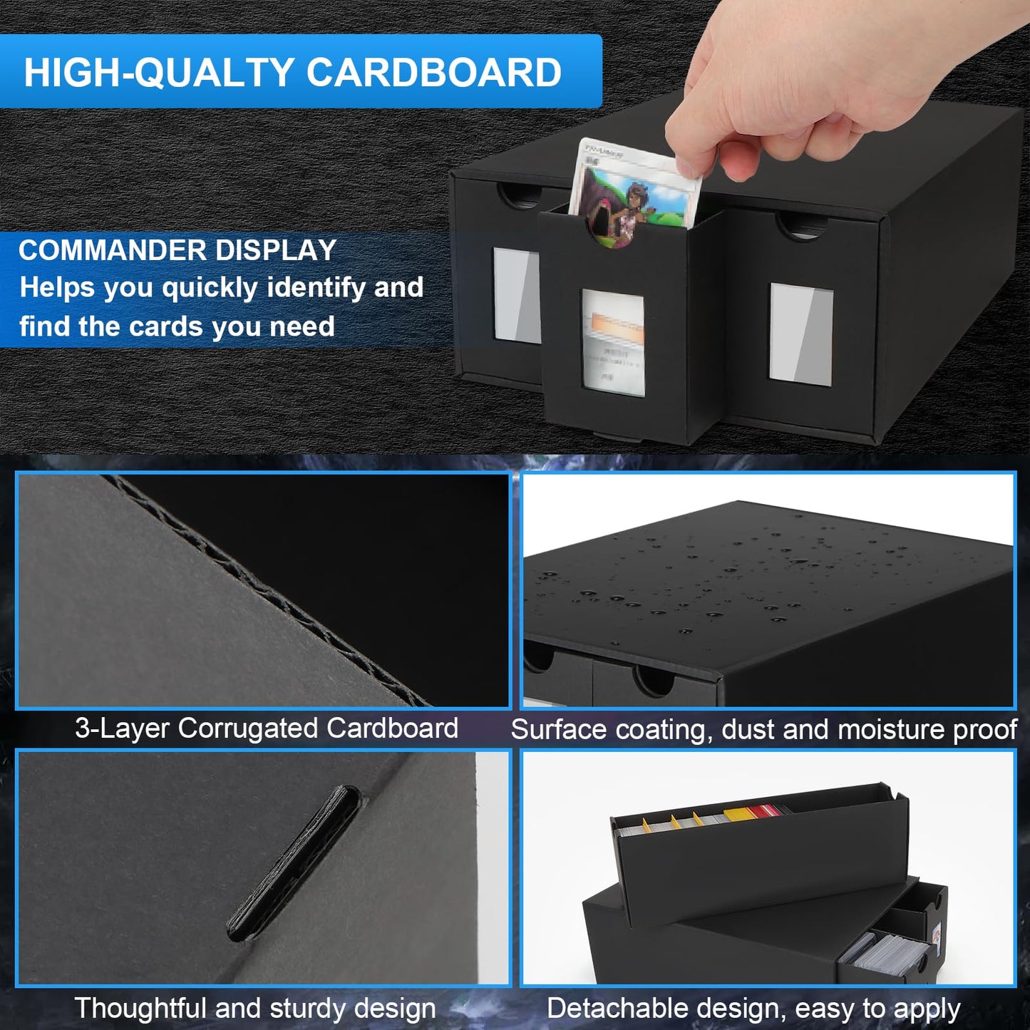 BILIPLE 21000+ Trading Card Storage Box for Commander Display – Large Capacity Card Organizer
