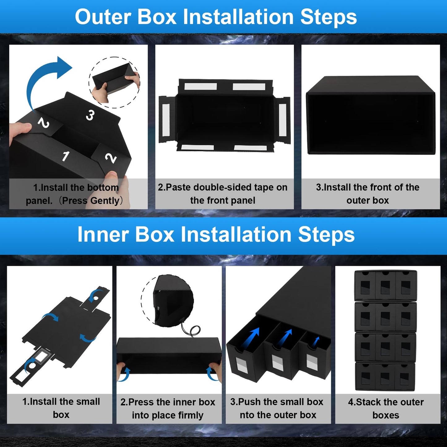BILIPLE 12000+ Trading Card Storage Box – 12 Boxes, 48 Dividers, Labels & Tapes
