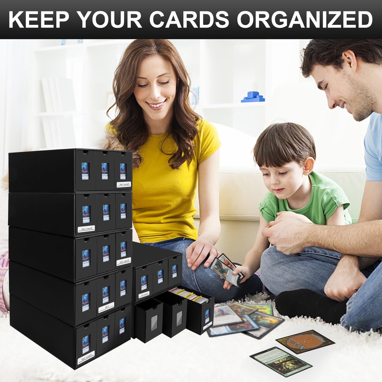 BILIPLE 21000+ Trading Card Storage Box for Commander Display – Large Capacity Card Organizer