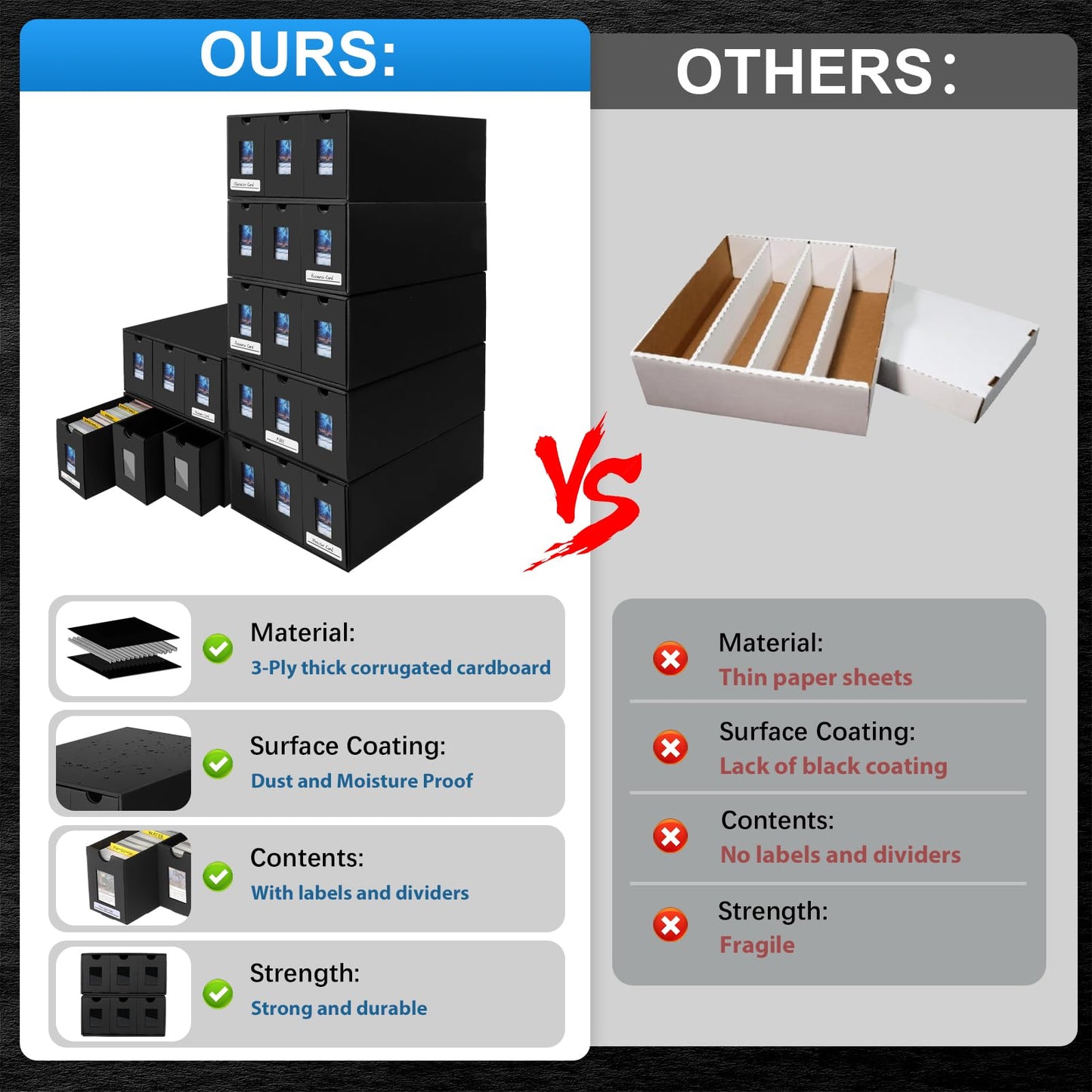 BILIPLE 21000+ Trading Card Storage Box for Commander Display – Large Capacity Card Organizer