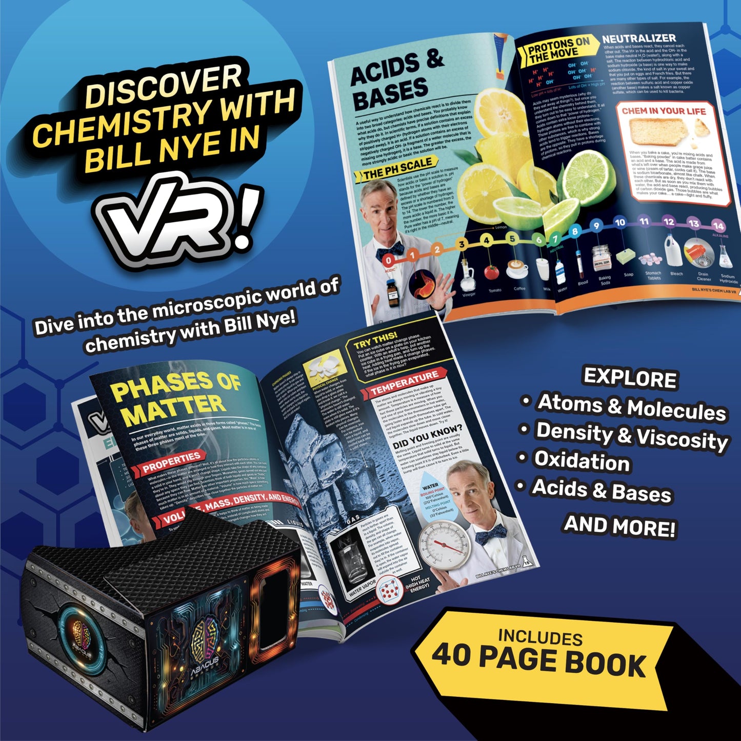 Abacus Brands Bill Nye's Science Squad Chem Lab VR Kit for Kids 8+ | Immersive Learning