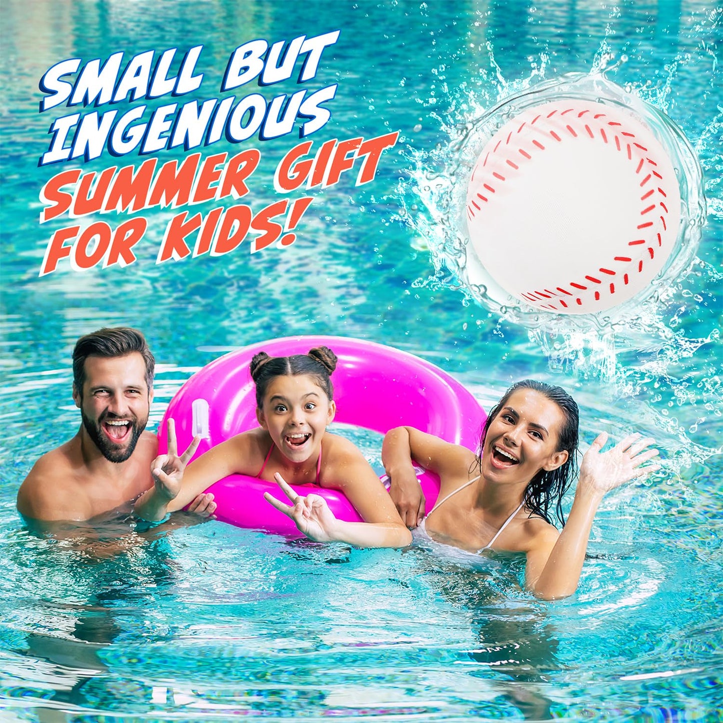 Billeeit Water Skipping Balls – 4 Pcs Baseball Theme Pool Toys for Kids and Adults