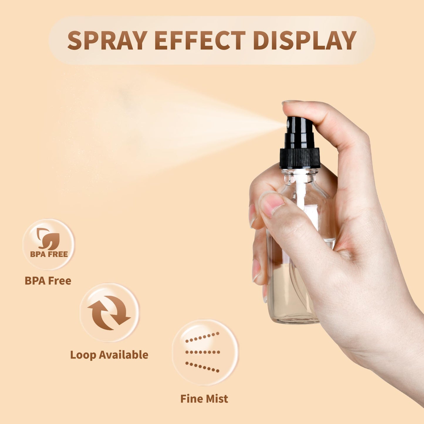 BILLIONSTARS 24 Pack 2oz Amber Glass Boston Round Bottles with Fine Mist Sprayers – Leakproof Travel Bottles