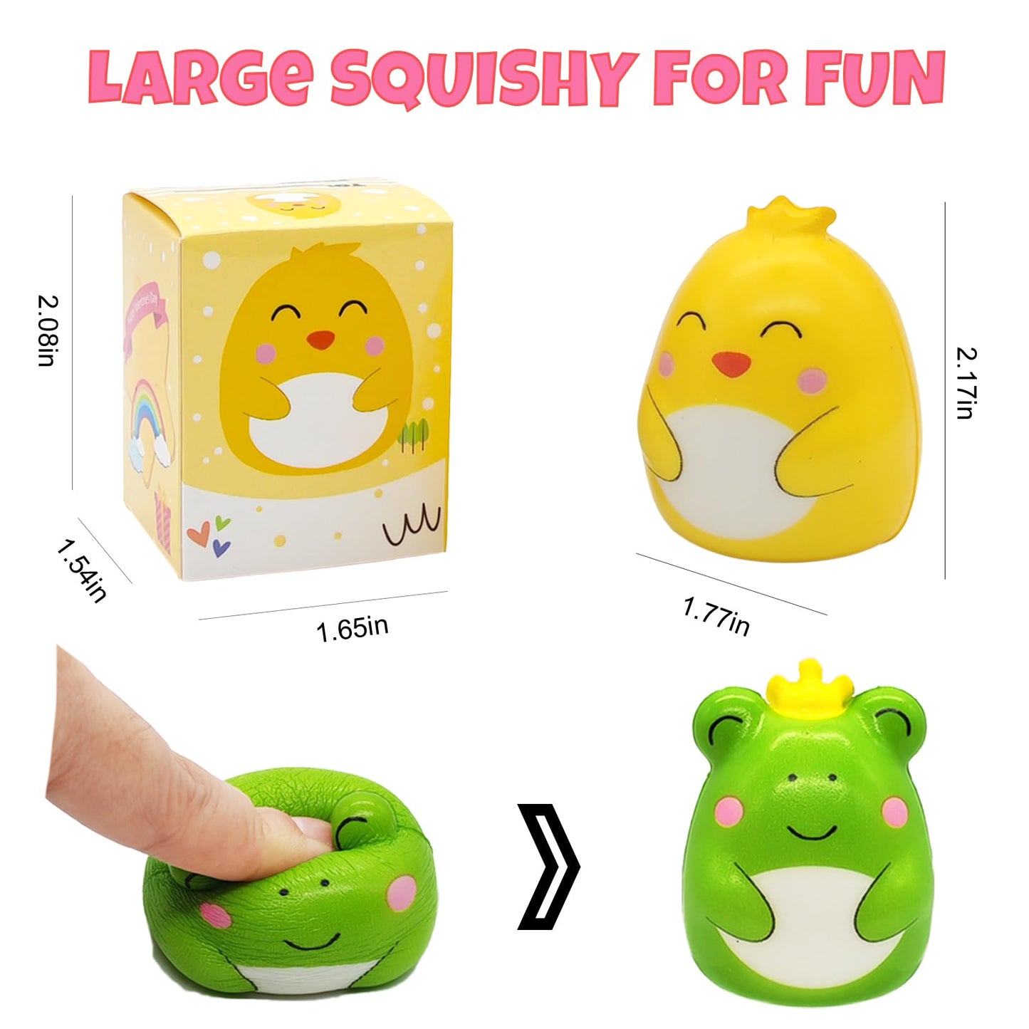 BILLMOSS Valentines Day Gifts for Kids – 24-Pack Prefilled Animal Squishy Boxes