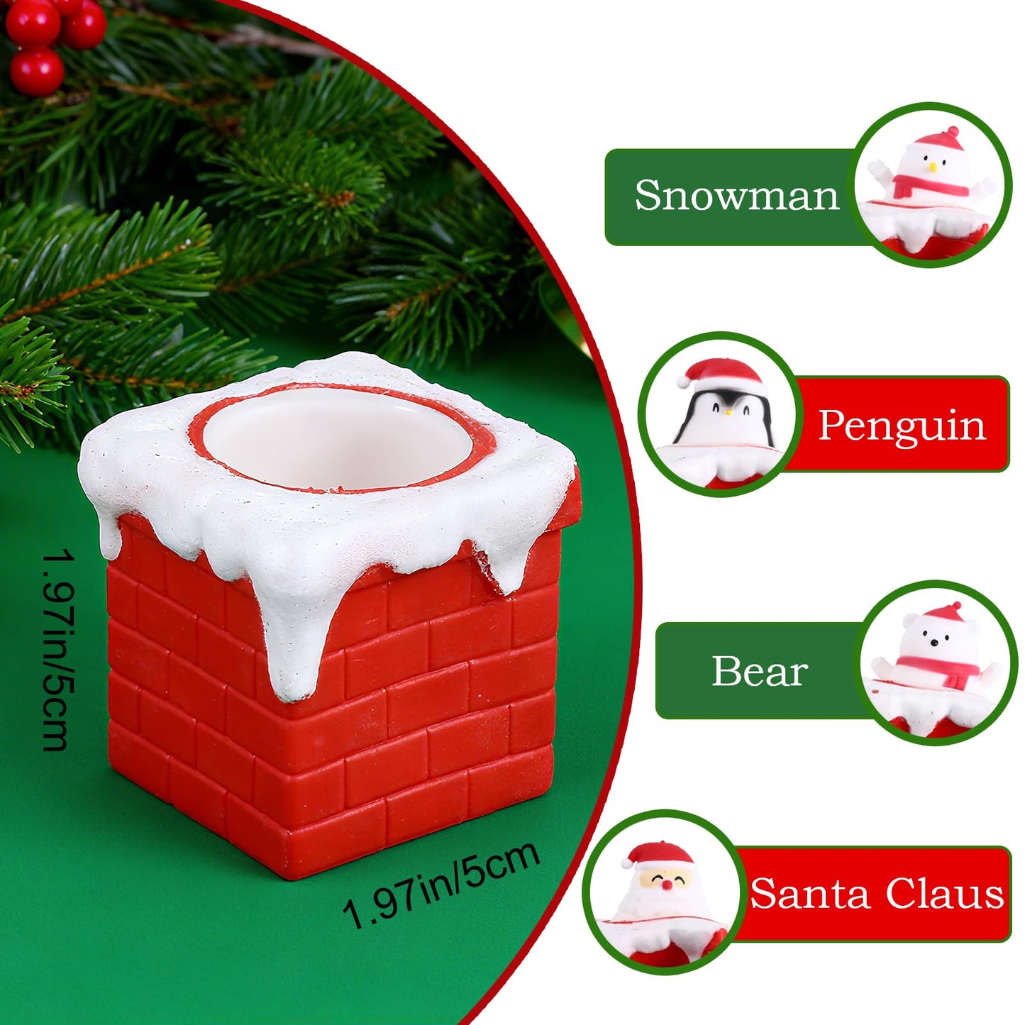 BILLMOSS 4 Pack Christmas Chimney Squishy Toys - Pop Up Heads, Stocking Stuffers & Party Favors