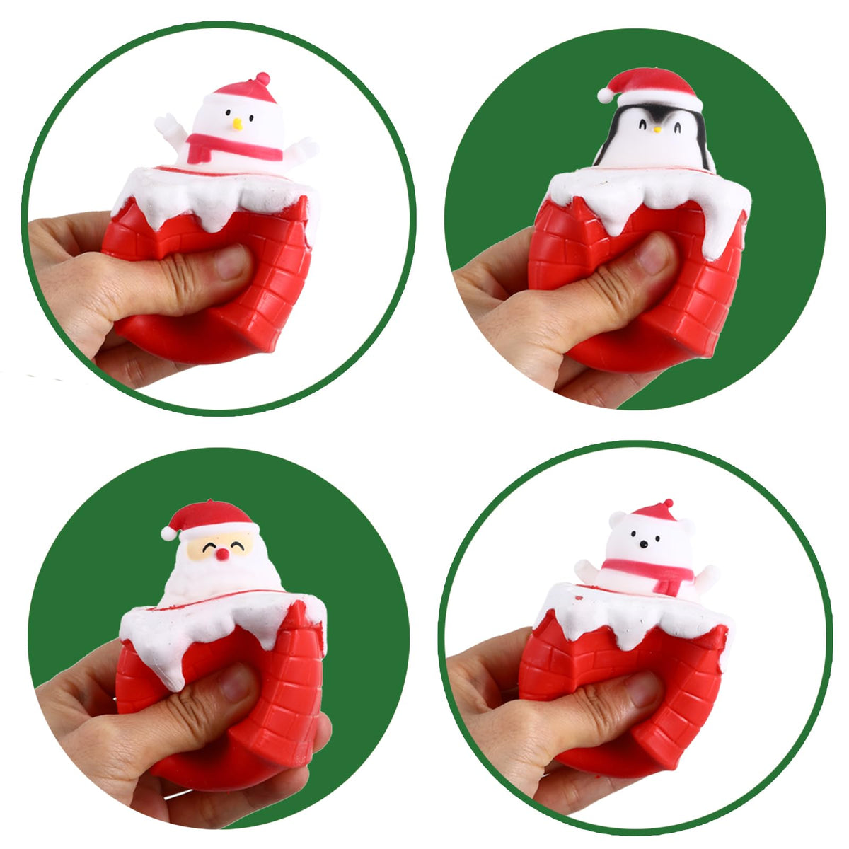 BILLMOSS 4 Pack Christmas Chimney Squishy Toys - Pop Up Heads, Stocking Stuffers & Party Favors