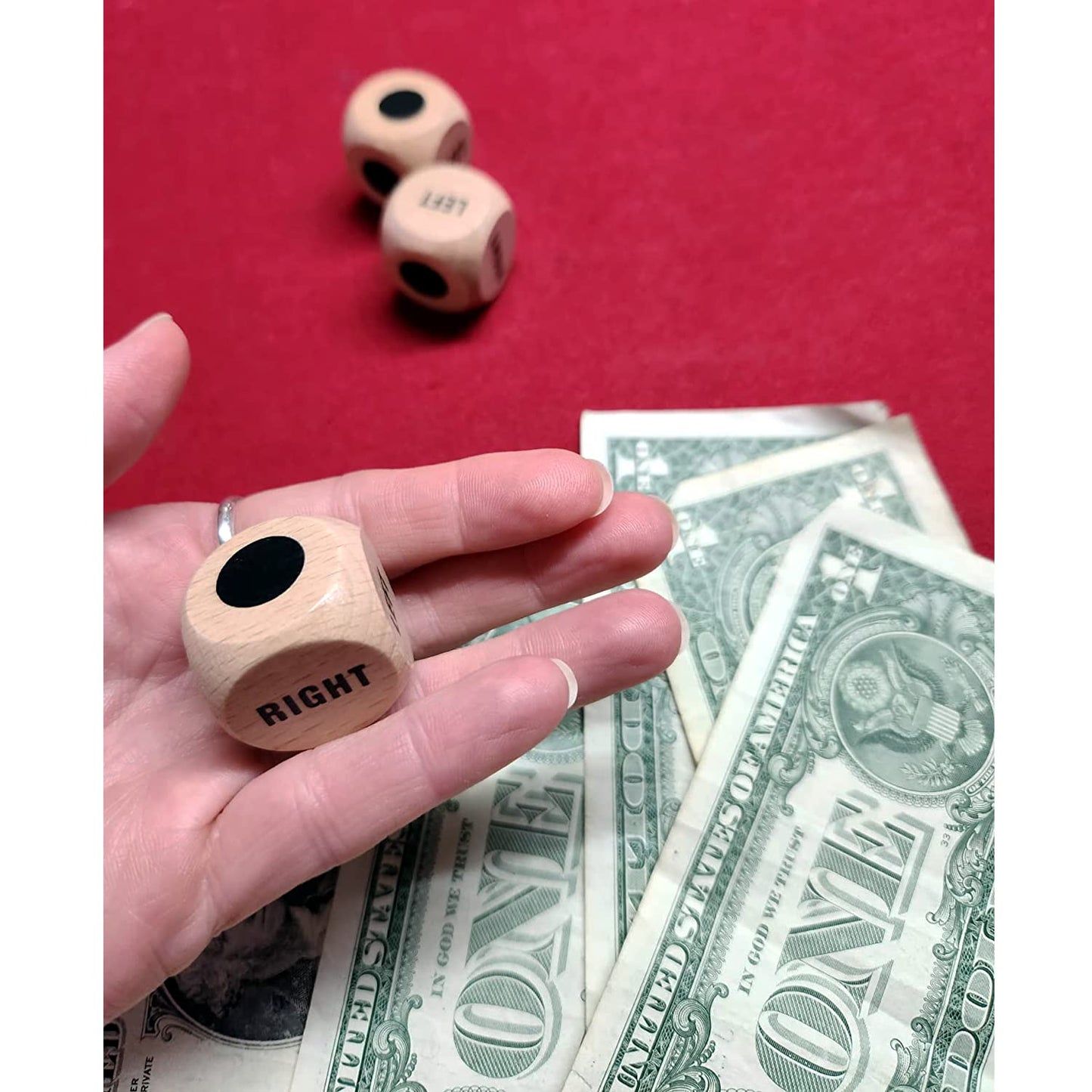 Bilywey 3pcs Left Right Center Dice Set – 1 inch Beech Wood with Drawstring Bag